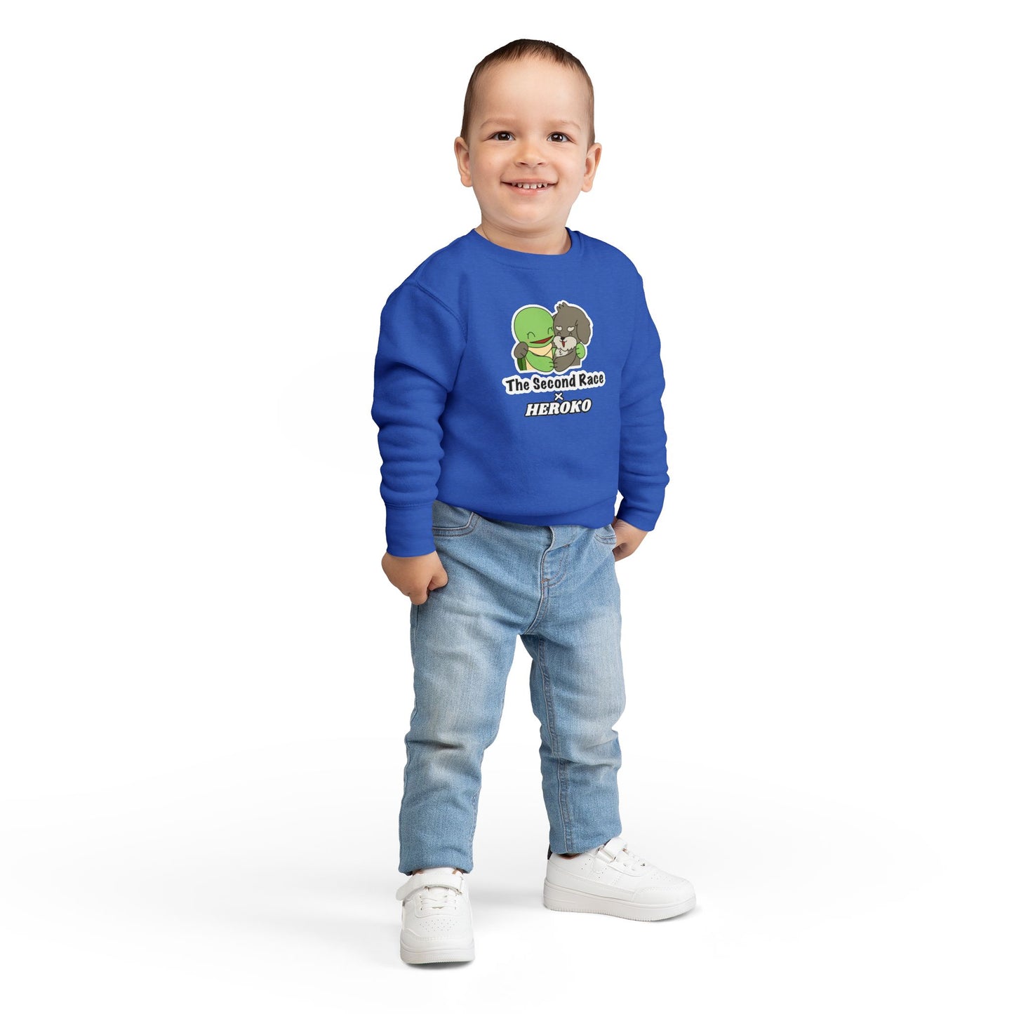 Toddler Sweatshirt - ‘The Second Race x Heroko’ Cute Turtle & Pup Kids Crewneck