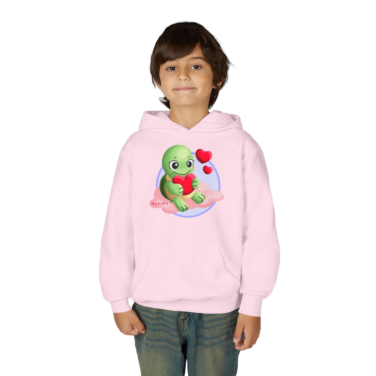 Kids Hoodie - Cute Turtle Valentine's Day Design