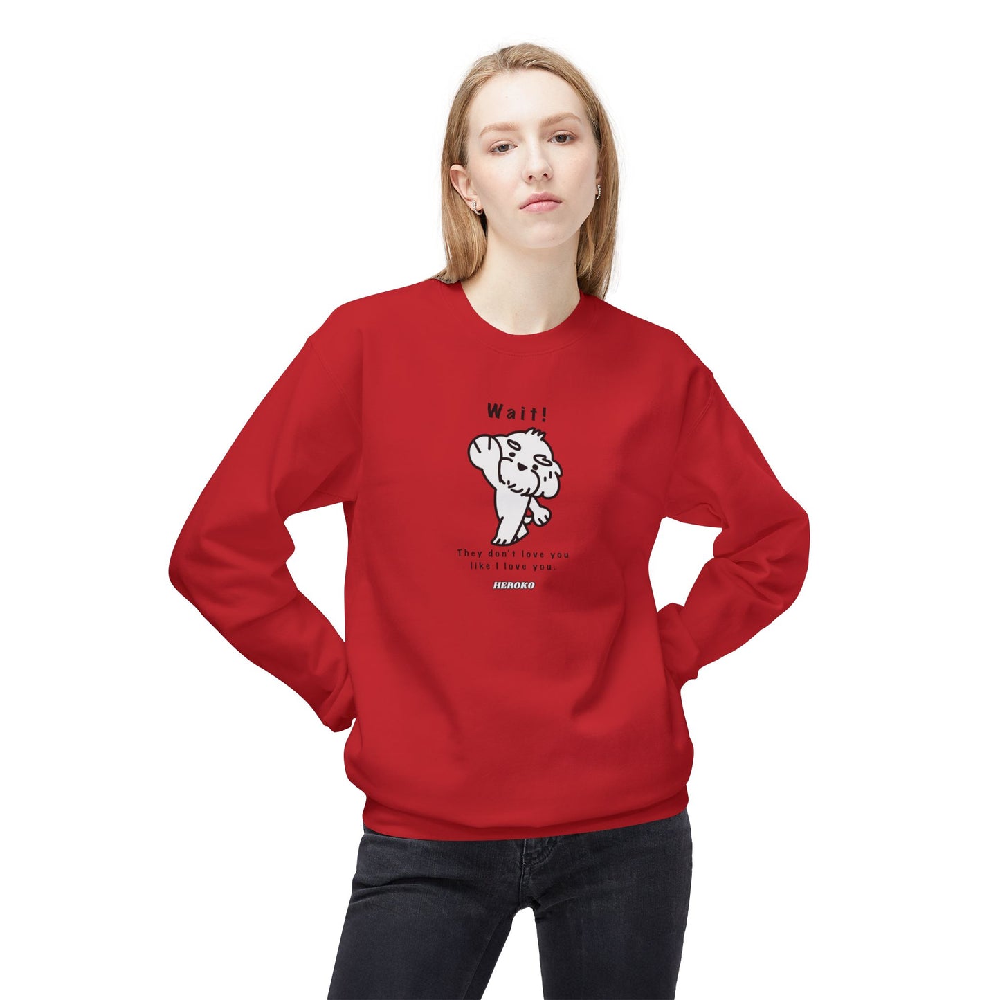 Adults WAIT! DOG MEME Fleece Crewneck Sweatshirt