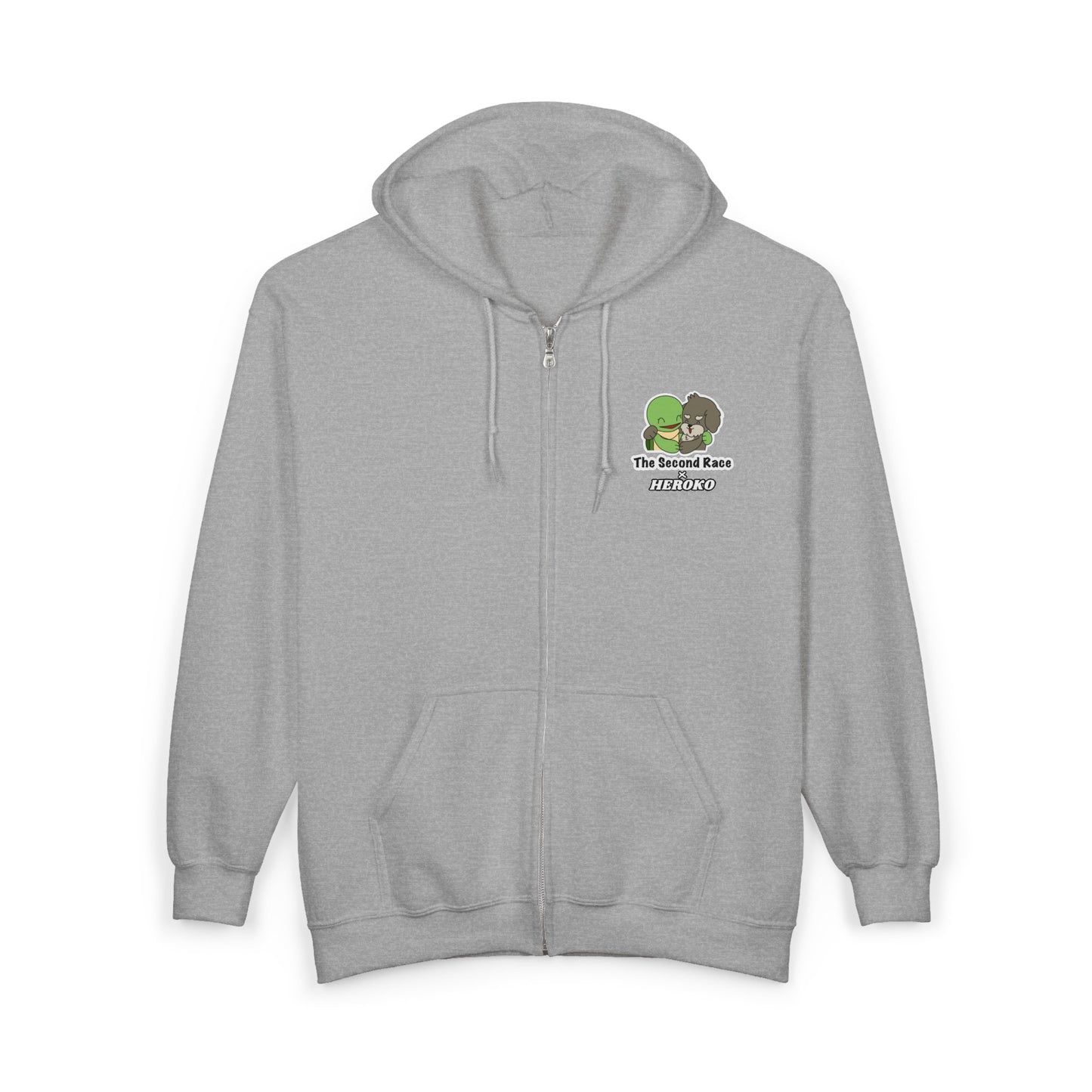 Adults Full Zip Hoodie - Hugging Turtle and Puppy from "The Second Race" Book Design