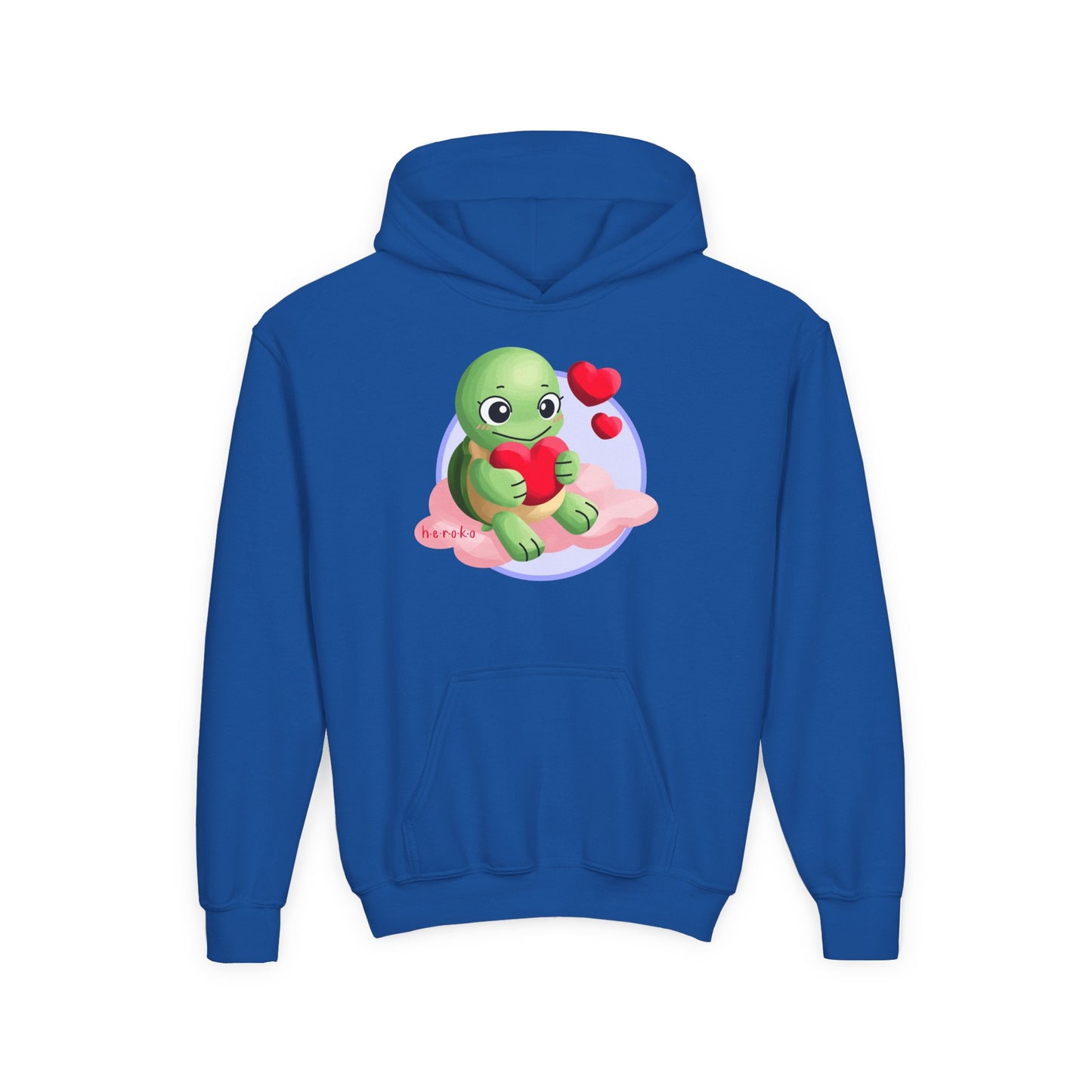 Kids Hoodie - Cute Turtle Valentine's Day Design