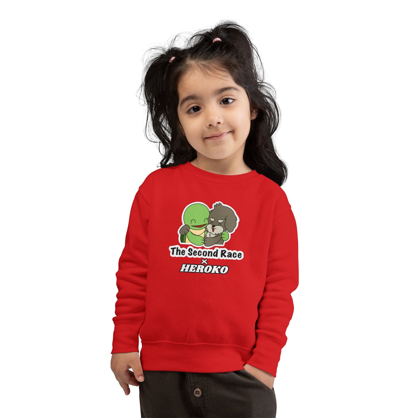 Toddler Sweatshirt - ‘The Second Race x Heroko’ Cute Turtle & Pup Kids Crewneck