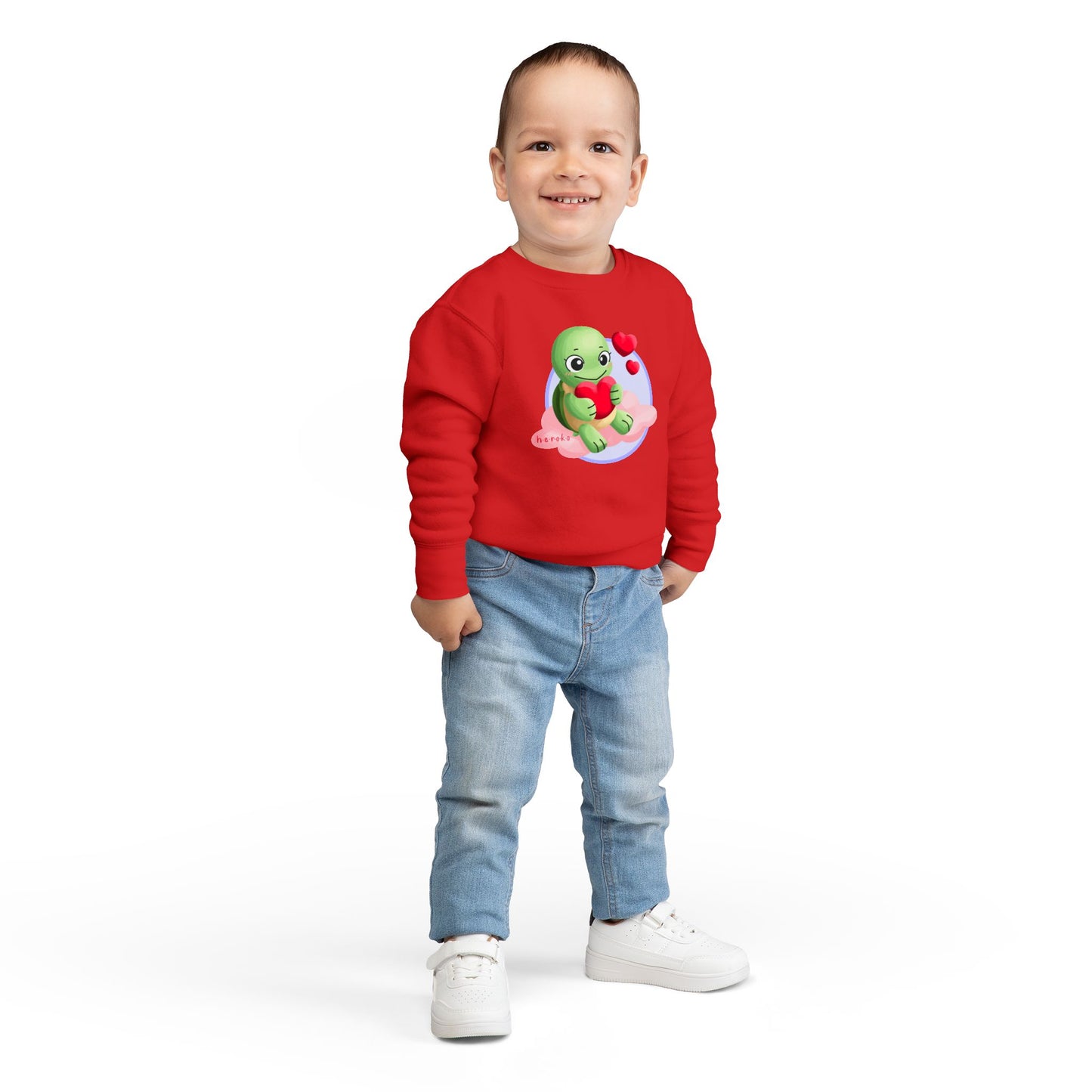 Toddler Sweatshirt  - Cute Turtle Valentine's Day Design