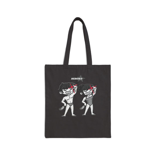 HEROKO LOVE SWIMMING Cotton Canvas Tote Bag