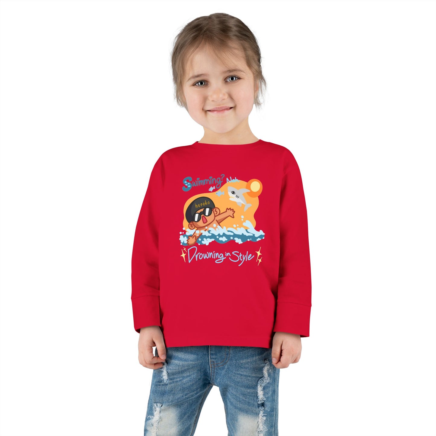 Toddler's SWIMMING IN STYLE Long Sleeve Tee