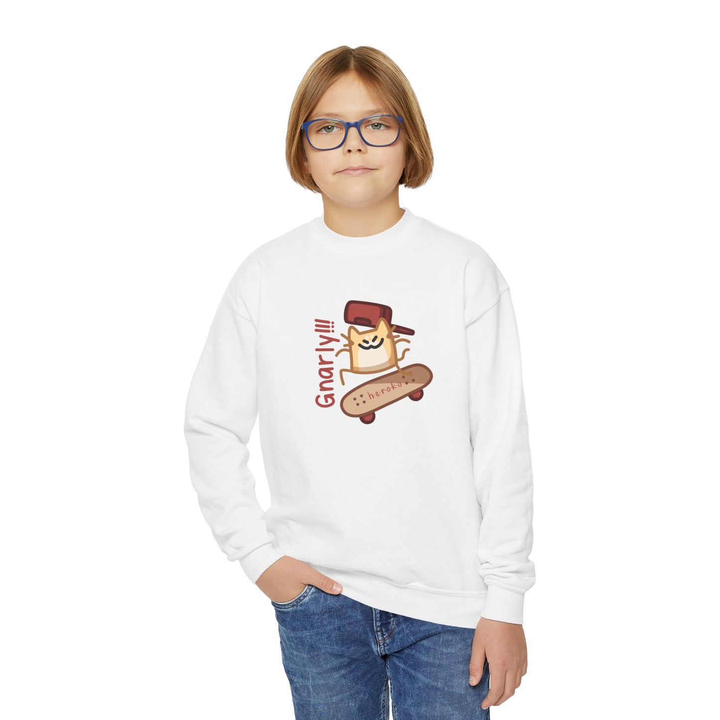 Youth SKATER CAT Crewneck Sweatshirt