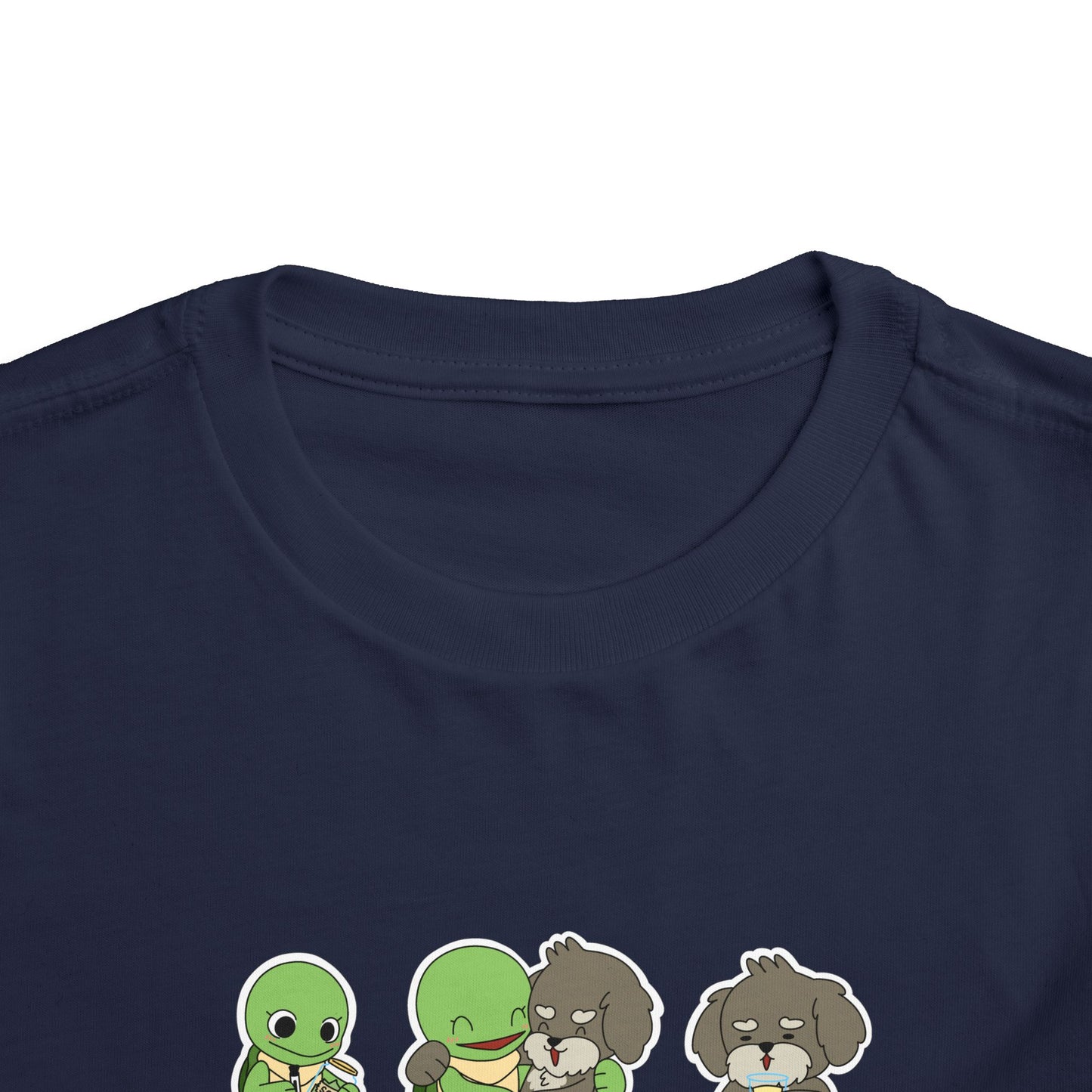 Toddler Tee — Cute Turtle and Dog Character Trio "The Second Race"