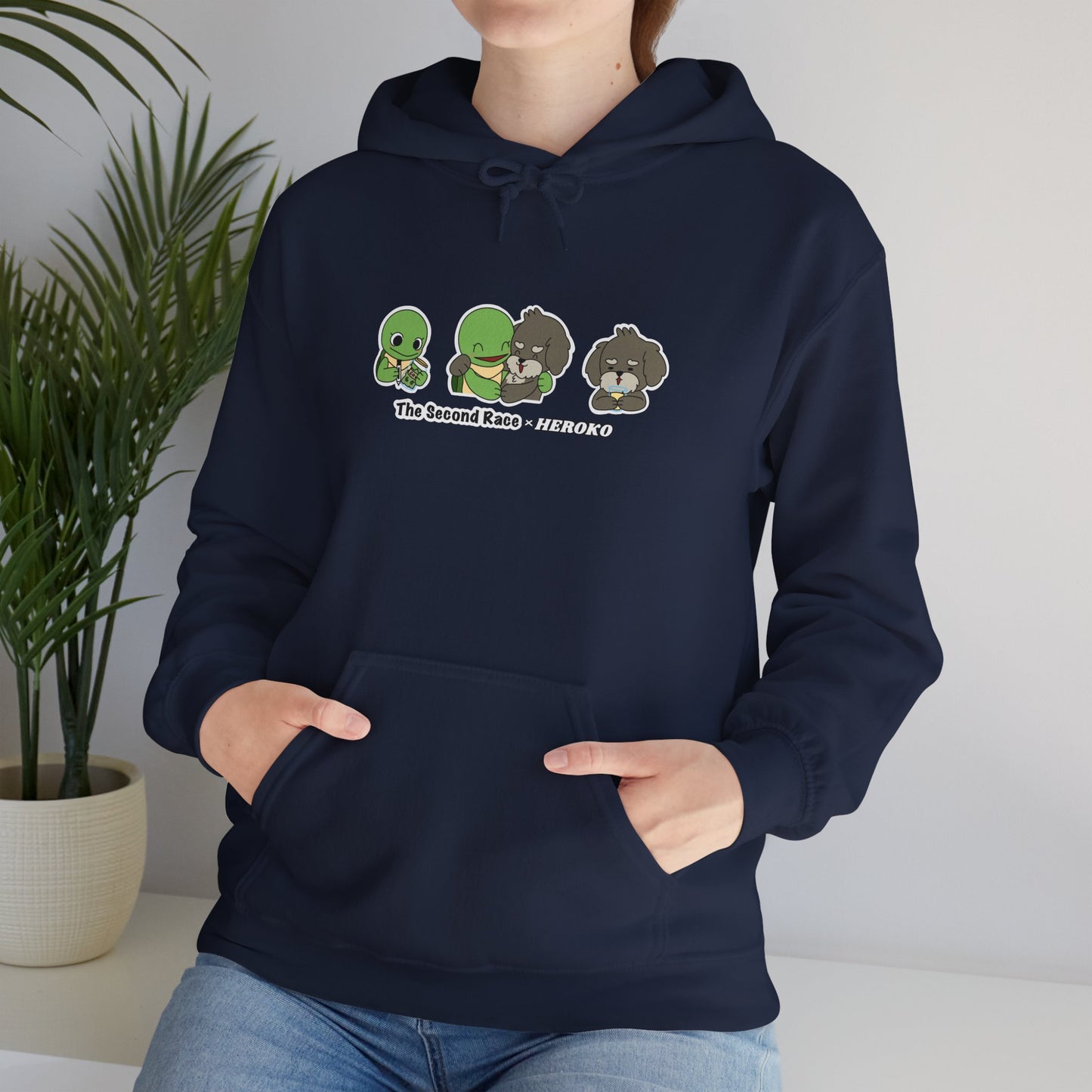 Adults Hoodie 'The Second Race' Turtle and Puppy Trio Sweatshirt