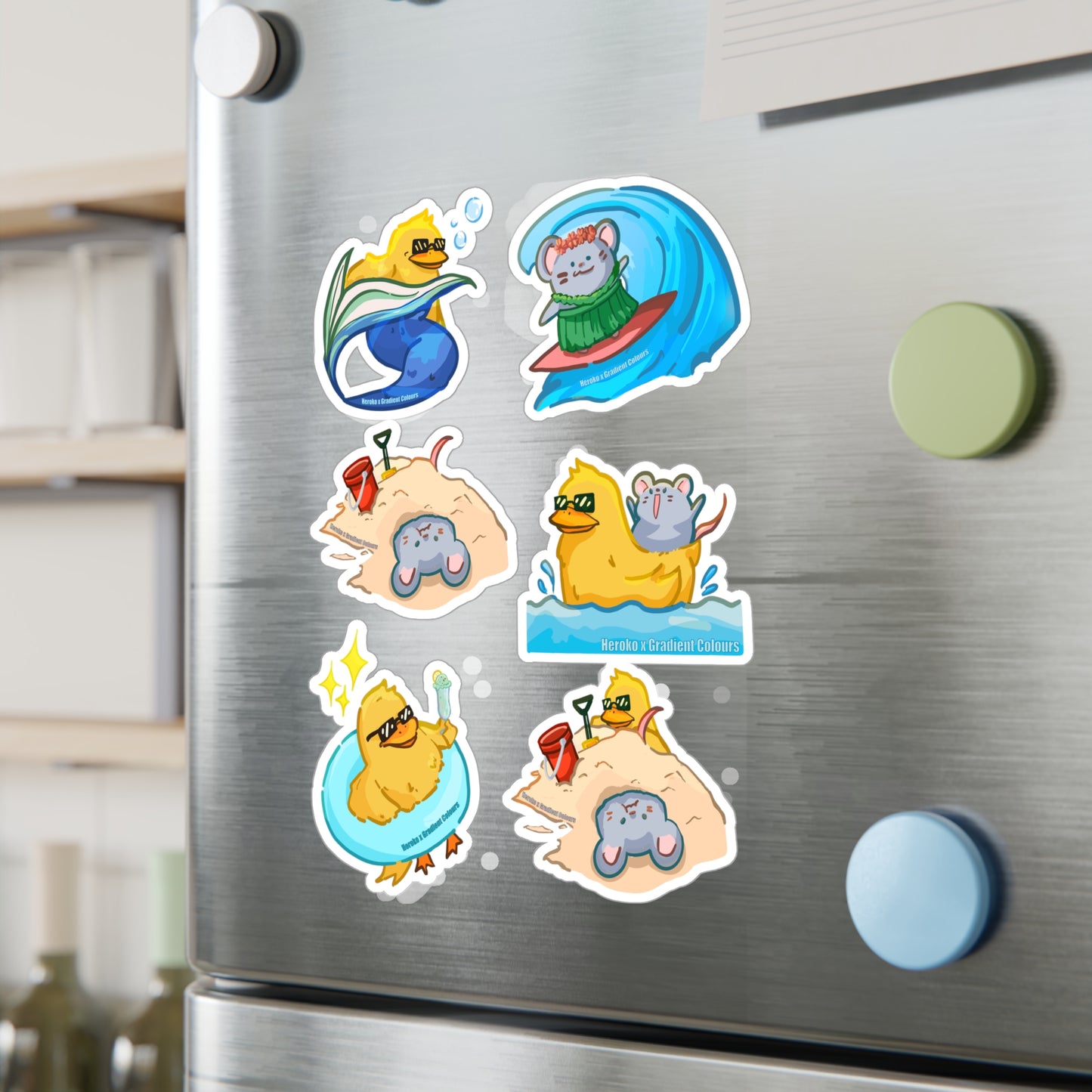Summer Beach Theme STICKERS -SET Kiss-Cut Vinyl Decals