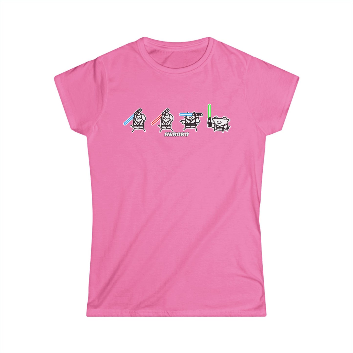 Slim Fit Tee - Cute Jedi Cats B&W Design