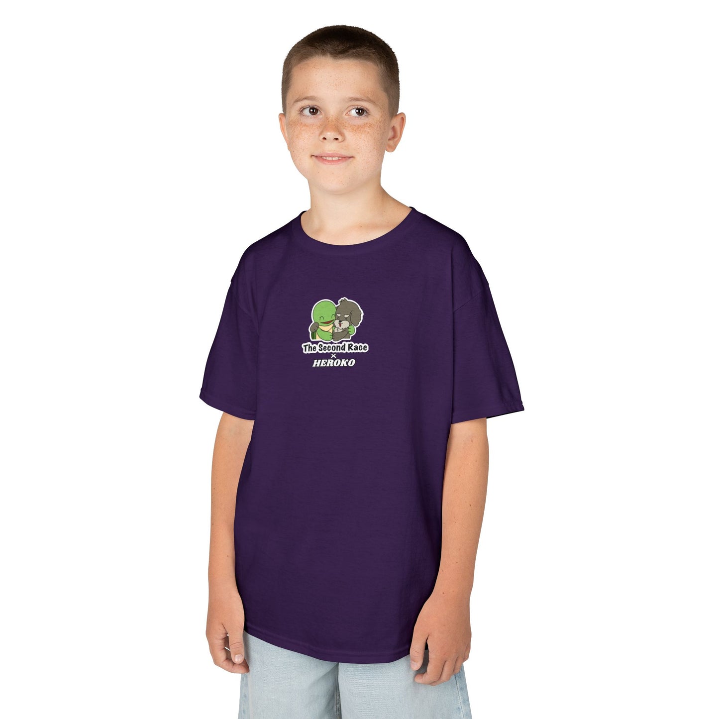 Kids Tee -"The Second Race" Cute Turtle and Puppy Graphic Tee