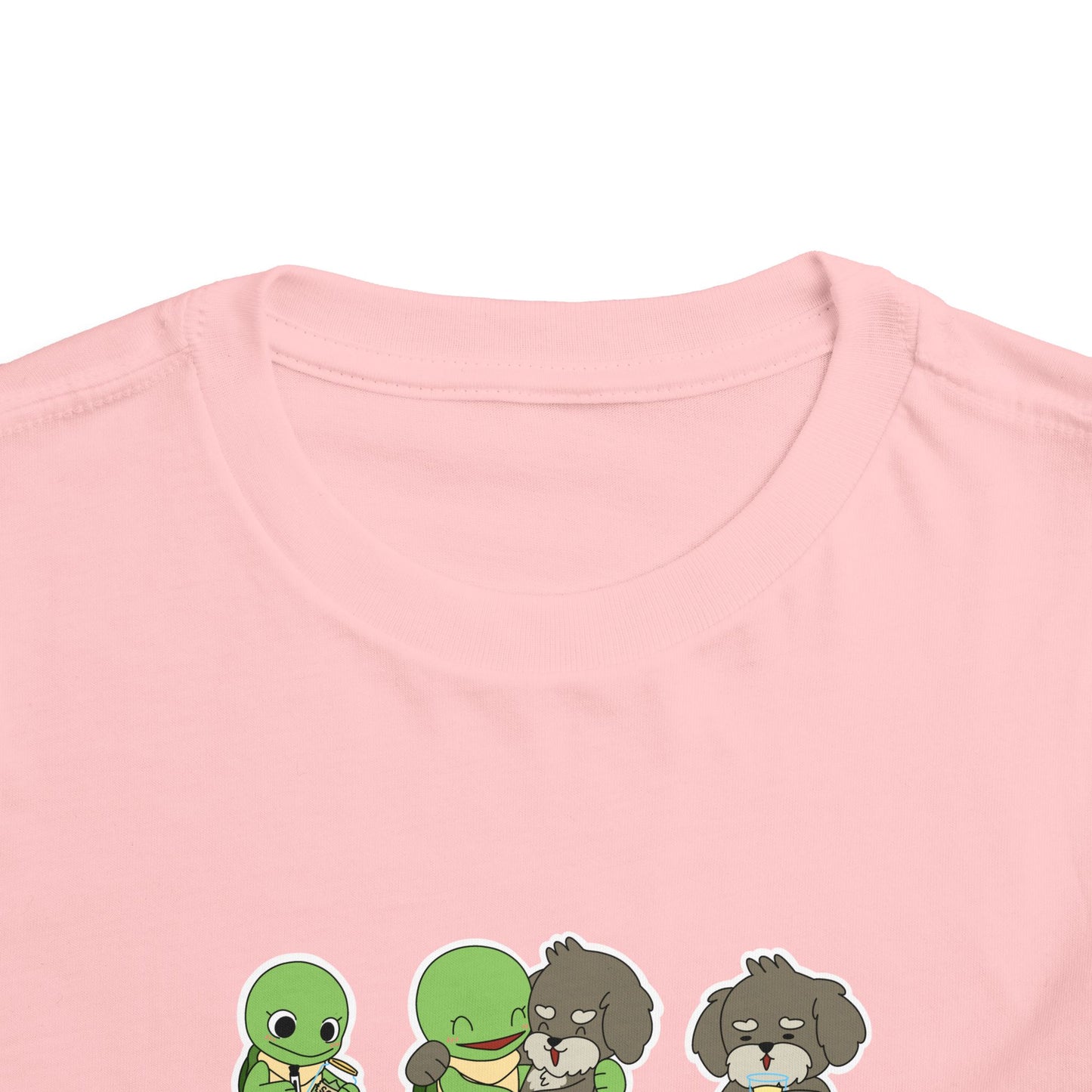 Toddler Tee — Cute Turtle and Dog Character Trio "The Second Race"