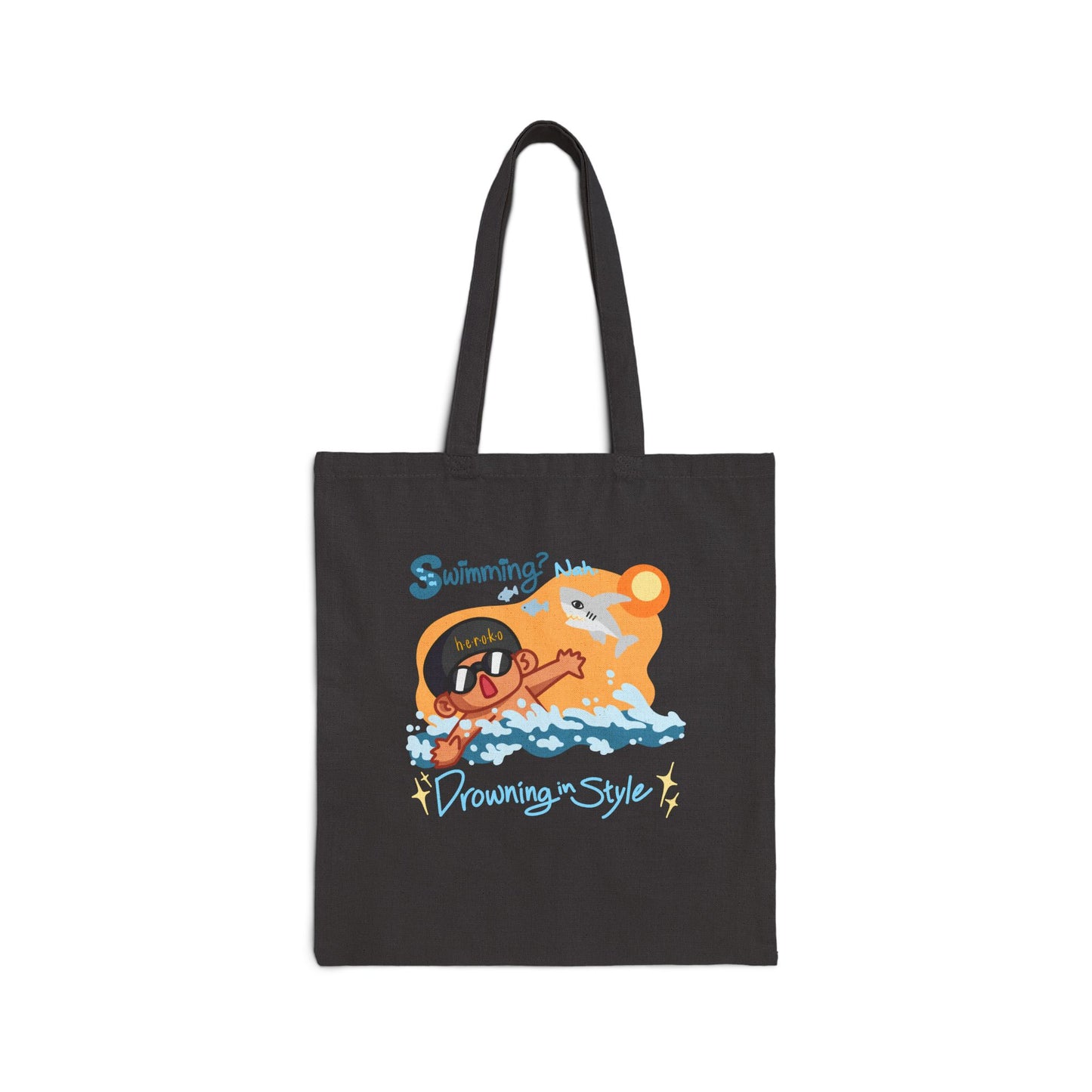 SWIMMING IN STYLE Cotton Canvas Tote Bag