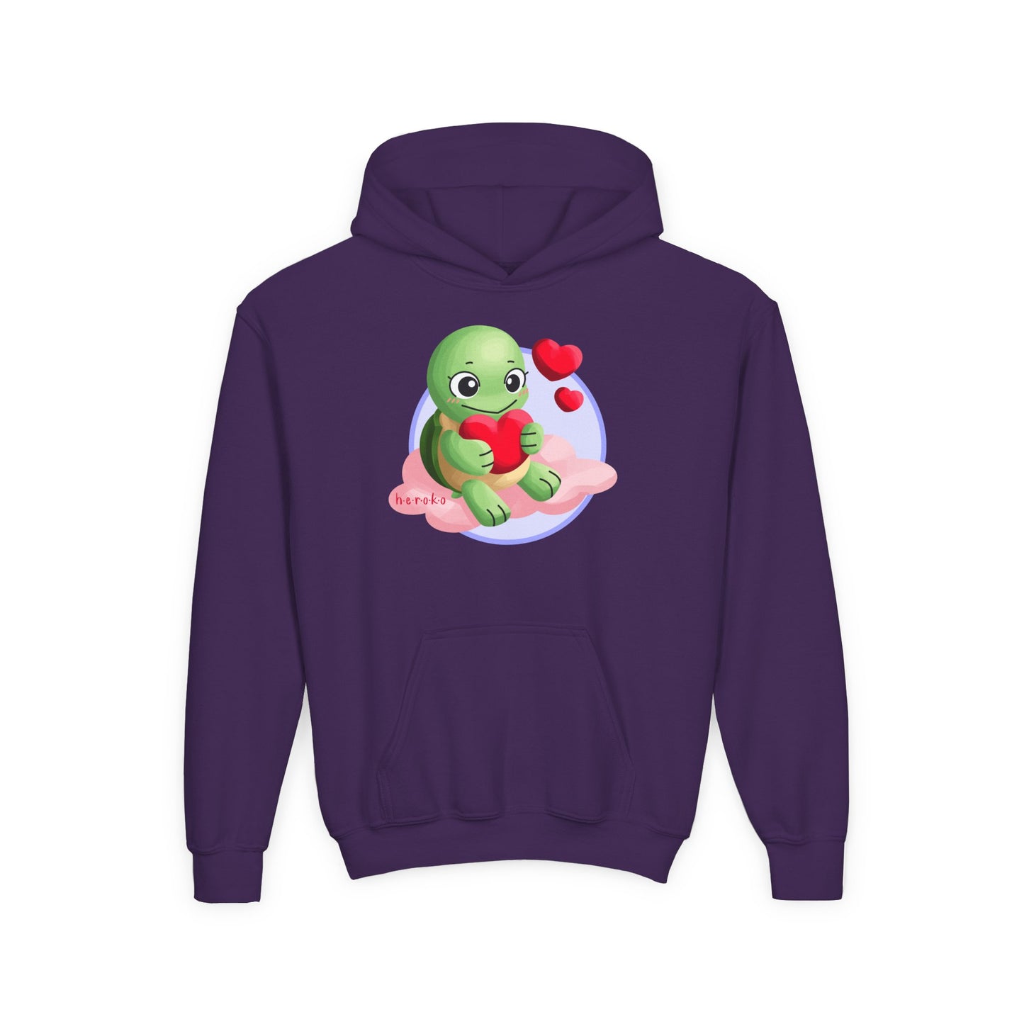 Kids Hoodie - Cute Turtle Valentine's Day Design