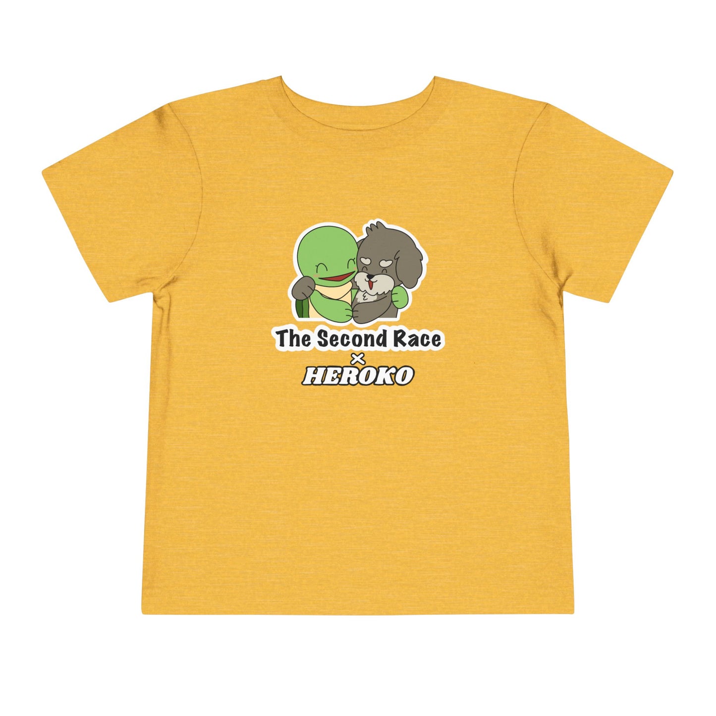 Toddler Tee — Cute "The Second Race" Cartoon Turtle & Puppy Graphic