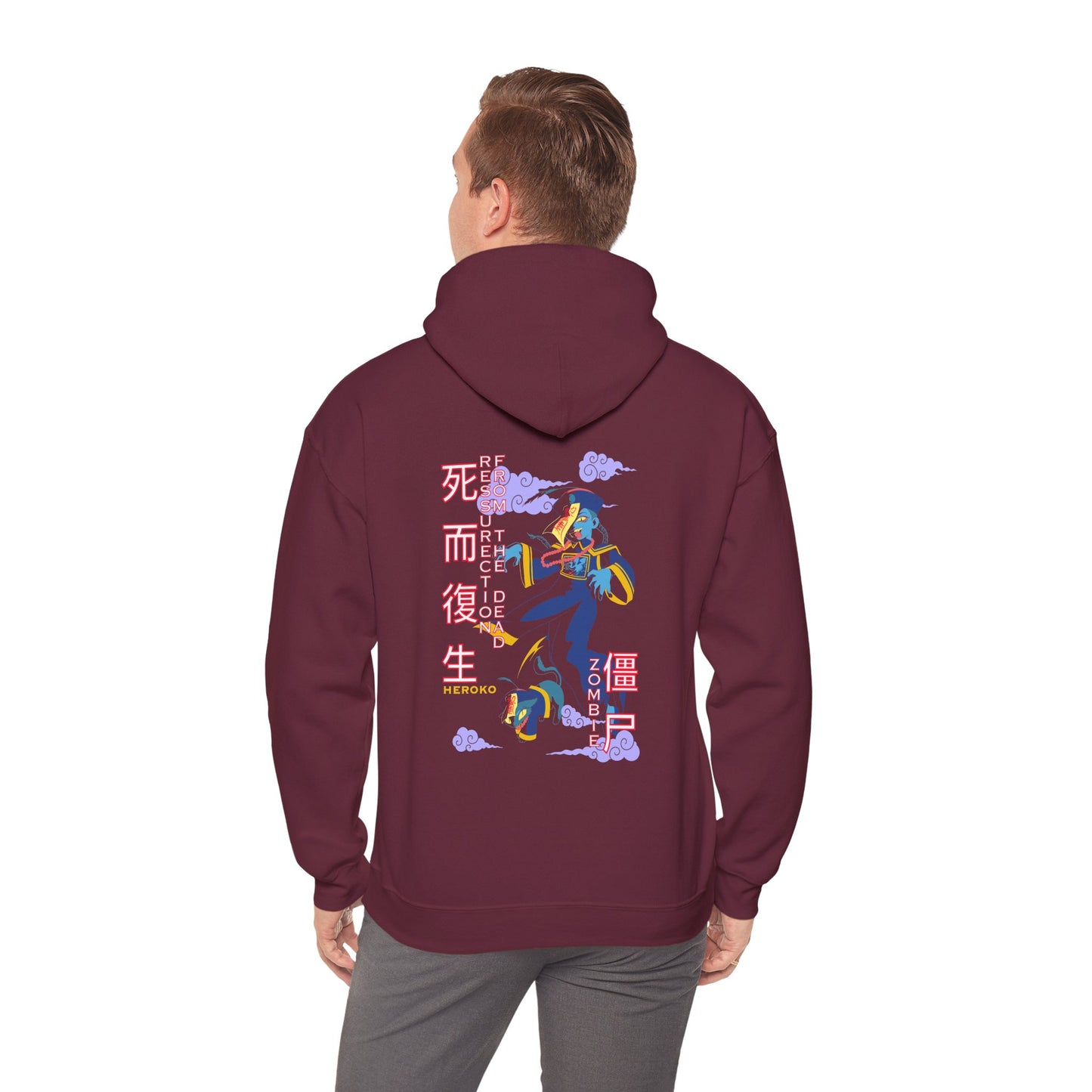 Adults Unisex Hoodie, Chinese Ancient Zombies Design on Back
