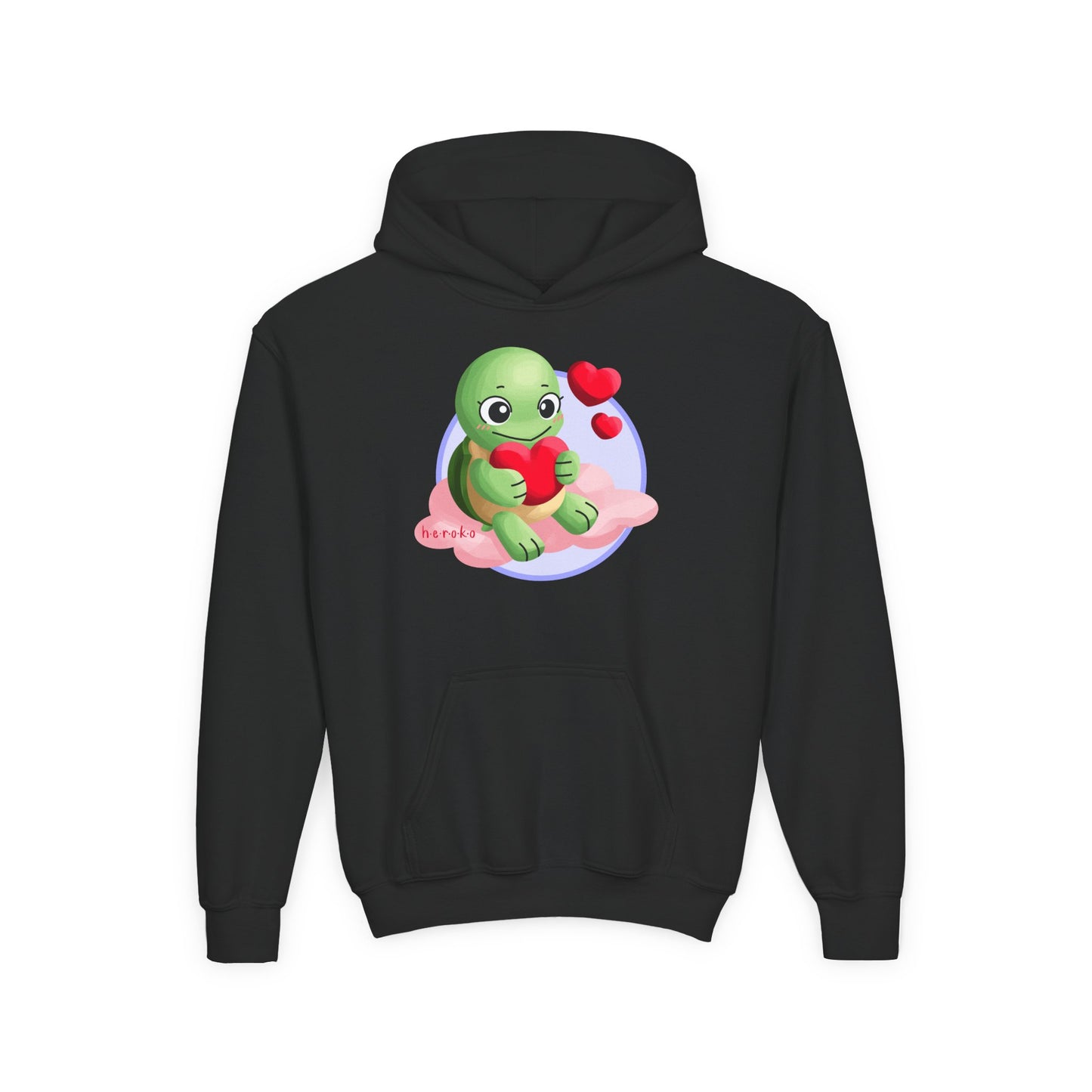 Kids Hoodie - Cute Turtle Valentine's Day Design