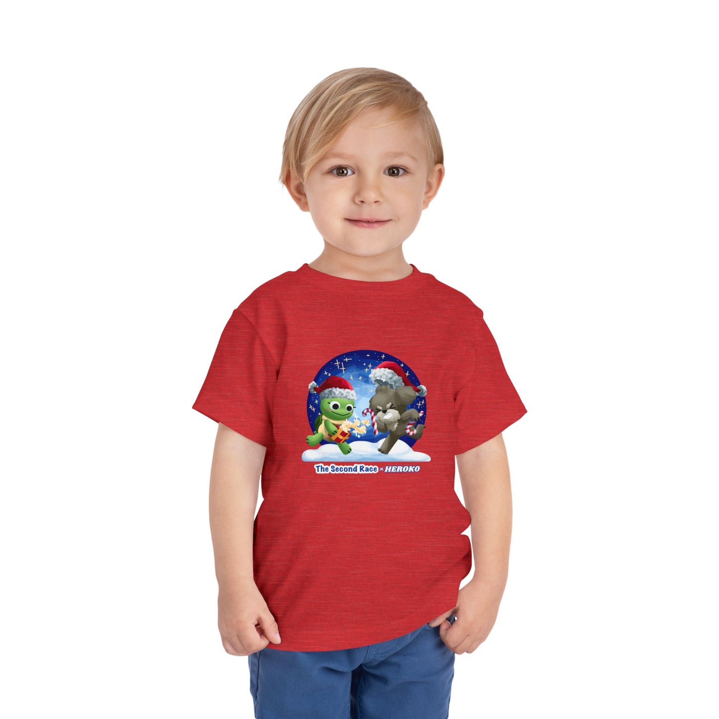 Toddler Tee - Cute Christmas Turtle & Puppy in a Snow Globe Holiday Design