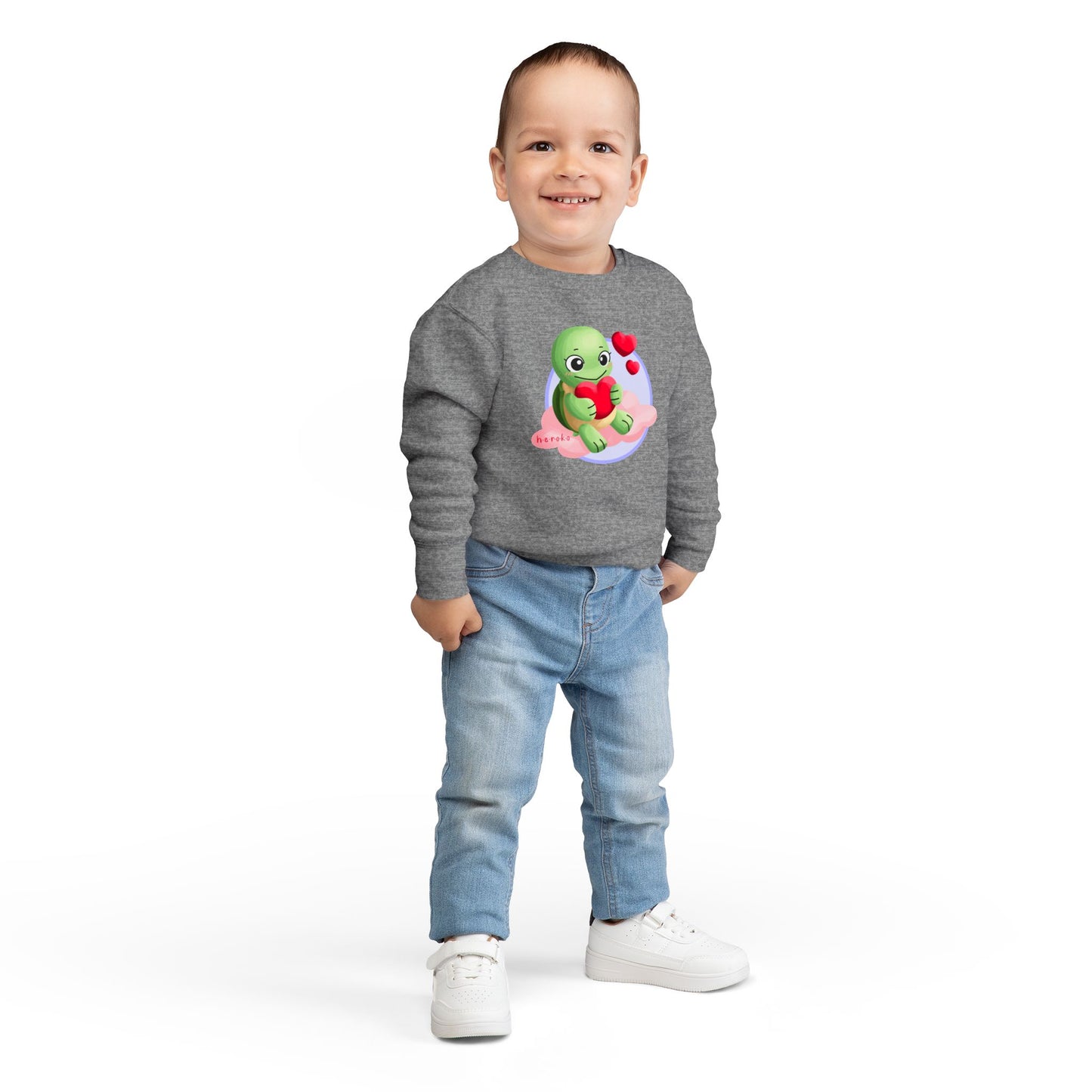 Toddler Sweatshirt  - Cute Turtle Valentine's Day Design
