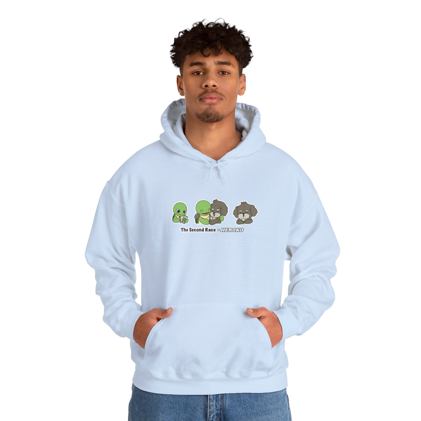 Adults Hoodie 'The Second Race' Turtle and Puppy Trio Sweatshirt