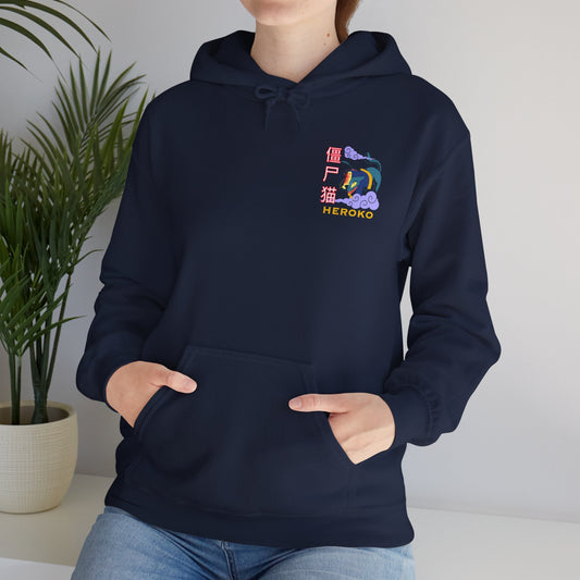 Spooky Unisex Hoodie, Chinese Ancient Zombie Cat Design