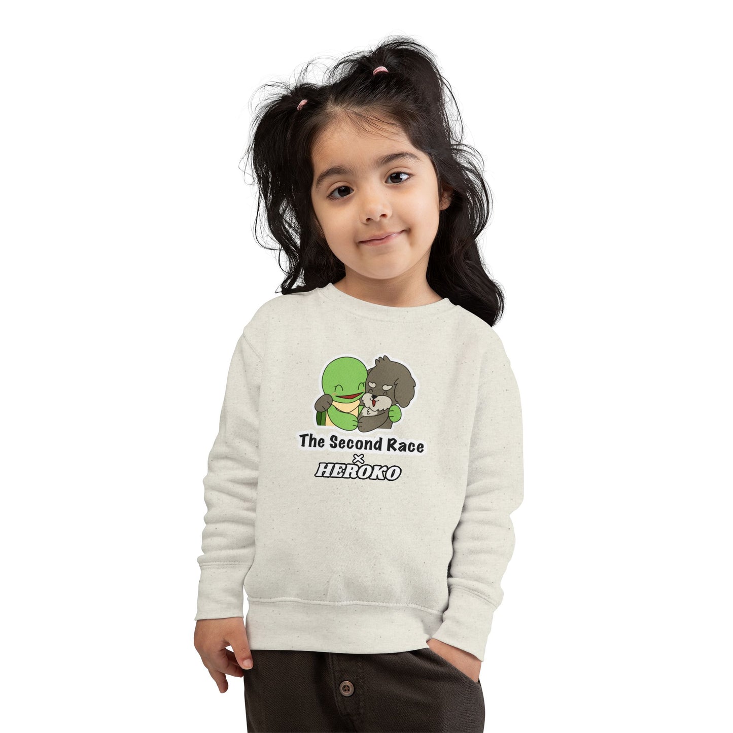 Toddler Sweatshirt - ‘The Second Race x Heroko’ Cute Turtle & Pup Kids Crewneck