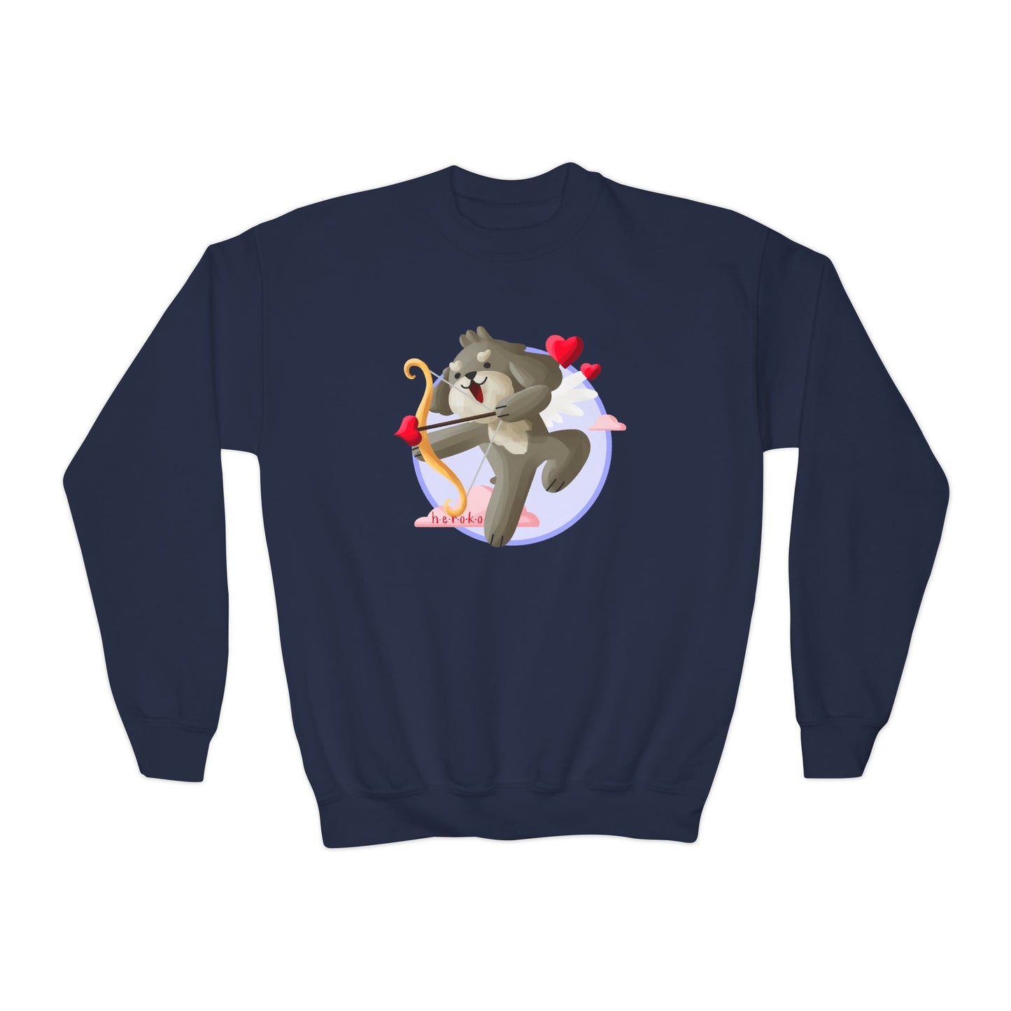 Kids Crewneck Sweatshirt  - Cute Dog Valentine's Day Design