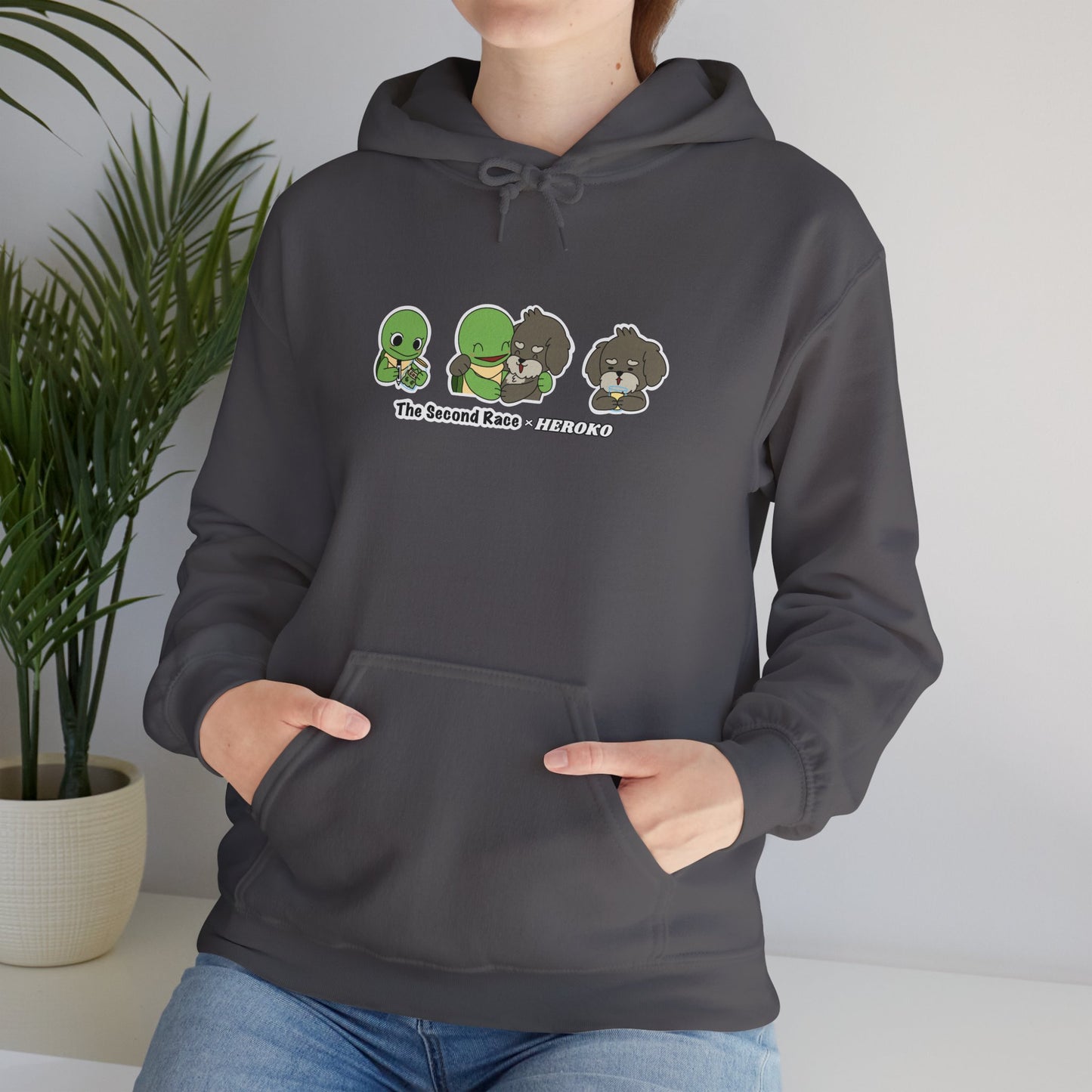 Adults Hoodie 'The Second Race' Turtle and Puppy Trio Sweatshirt