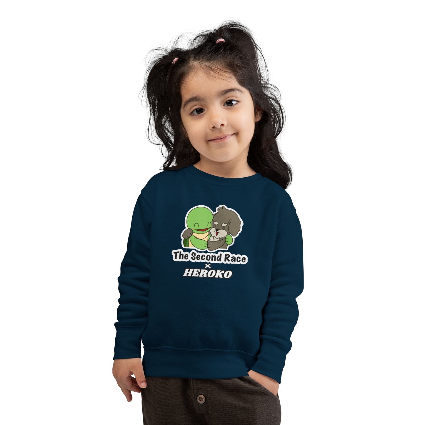 Toddler Sweatshirt - ‘The Second Race x Heroko’ Cute Turtle & Pup Kids Crewneck