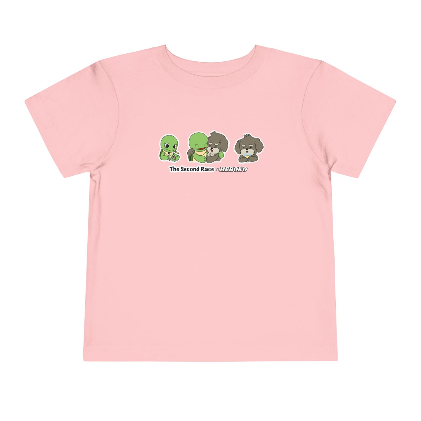Toddler Tee — Cute Turtle and Dog Character Trio "The Second Race"
