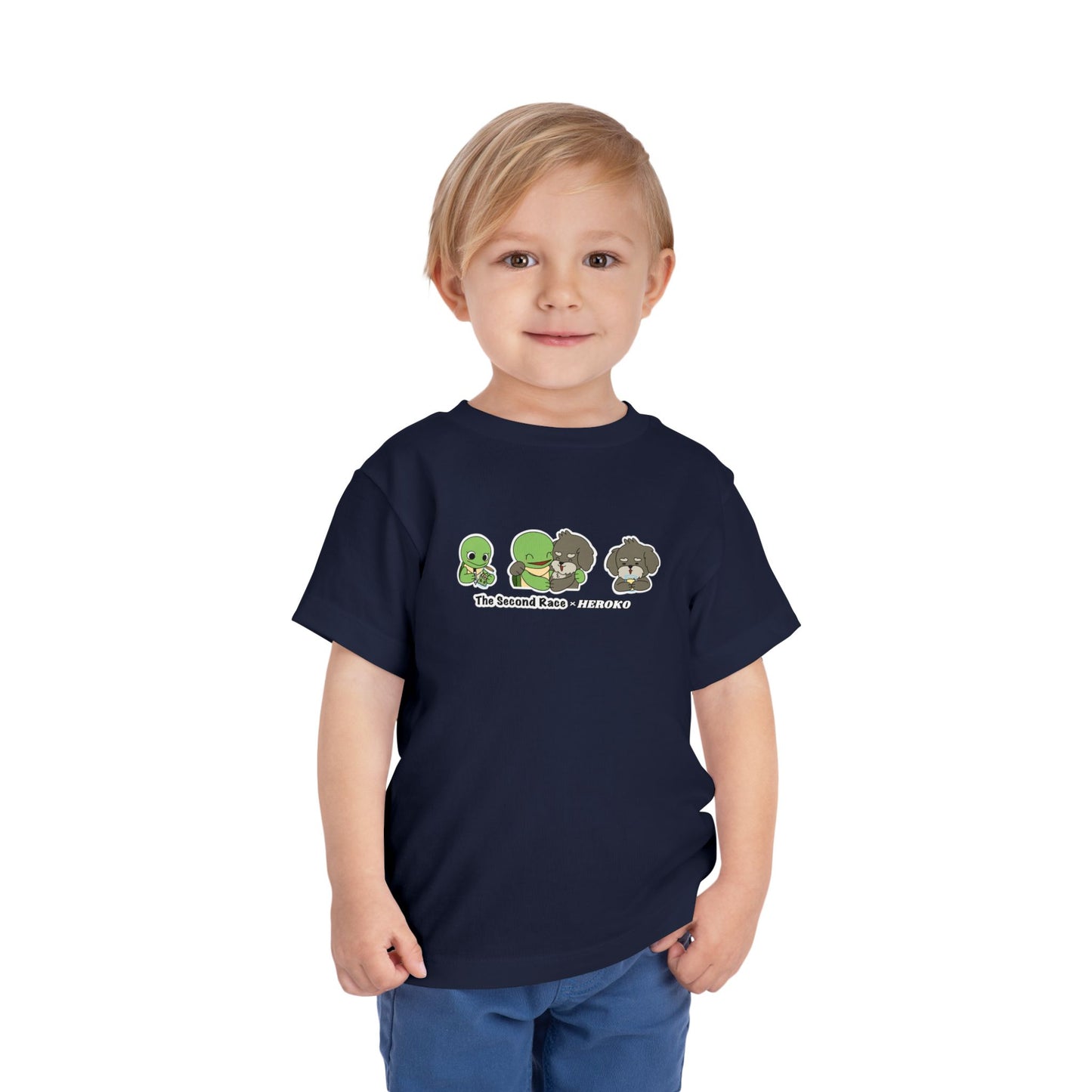 Toddler Tee — Cute Turtle and Dog Character Trio "The Second Race"
