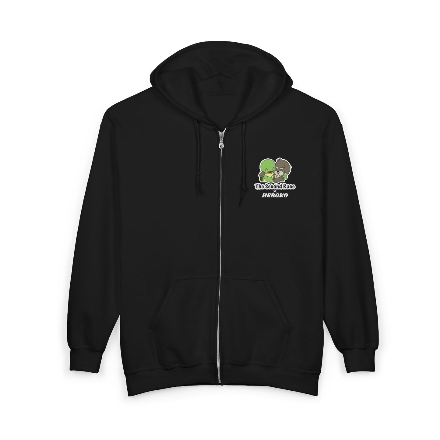 Adults Full Zip Hoodie - Hugging Turtle and Puppy from "The Second Race" Book Design