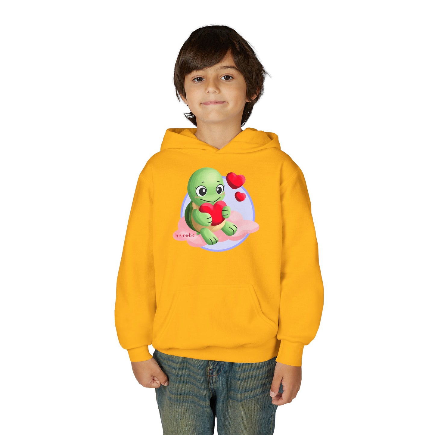 Kids Hoodie - Cute Turtle Valentine's Day Design