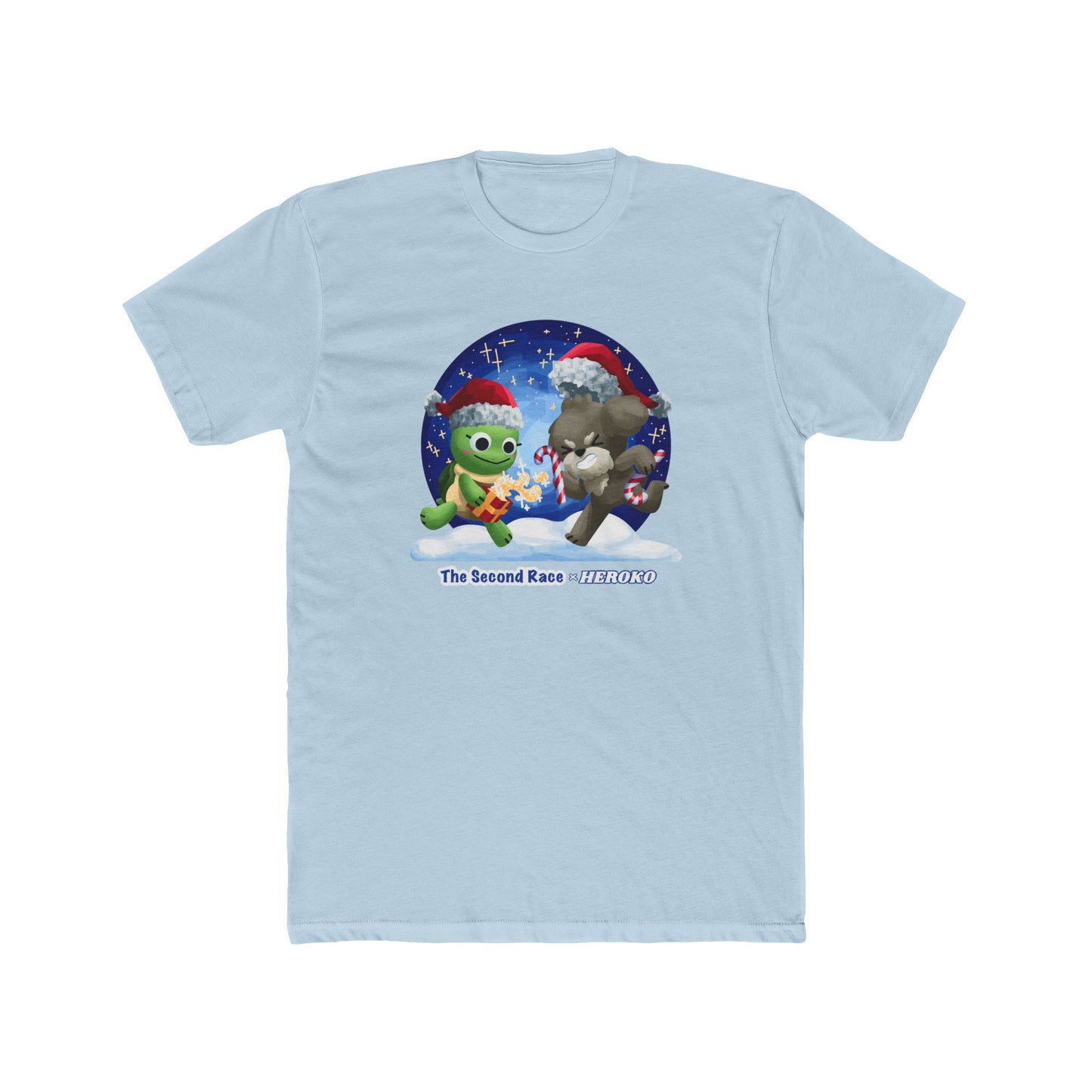 Graphic Tee for Adults - "The Second Race" Book Turtle & Puppy, Snow Globe Christmas Design