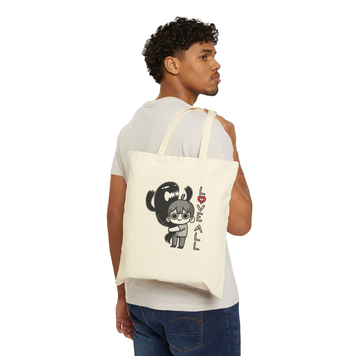 LOVE ALL CREATURES Cotton Canvas Tote Bag