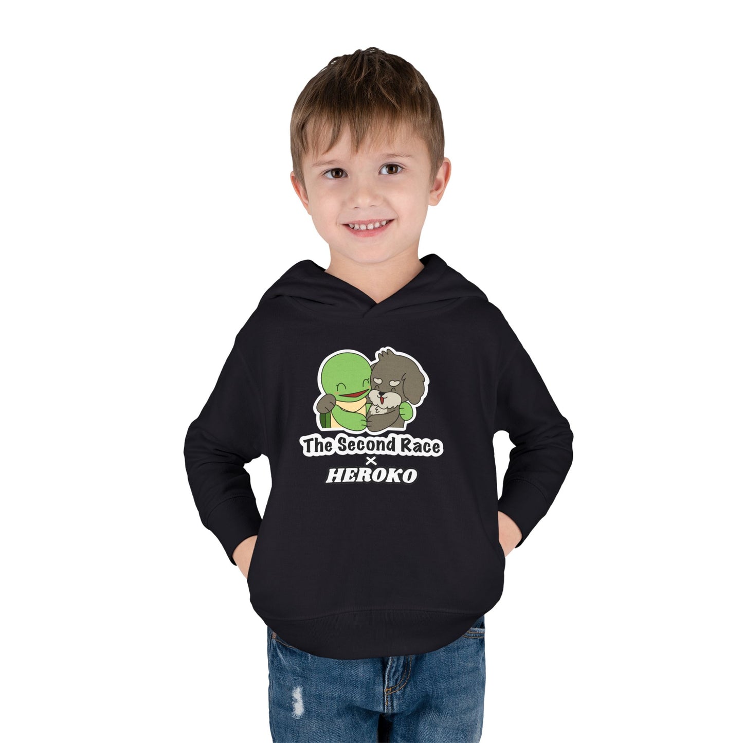 Toddler Hoodie - Cute Turtle & Dog "The Second Race" Fleece Pullover