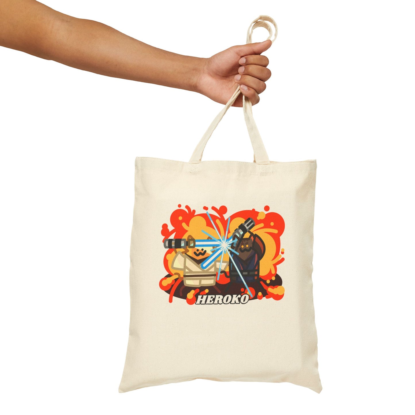 Jedi Cats Fighting Canvas Tote Bag