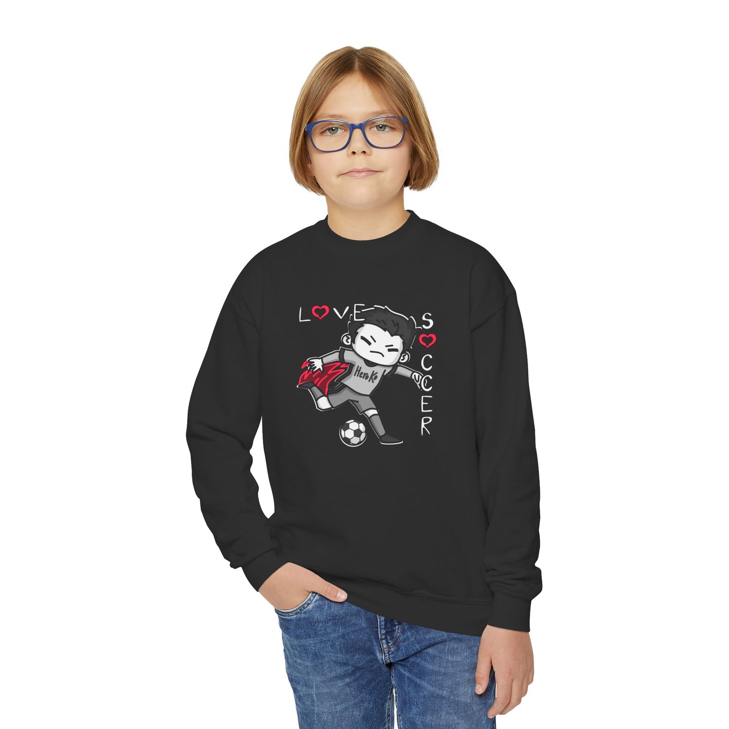 Youth BOYS LOVE SOCCER Crewneck Sweatshirt