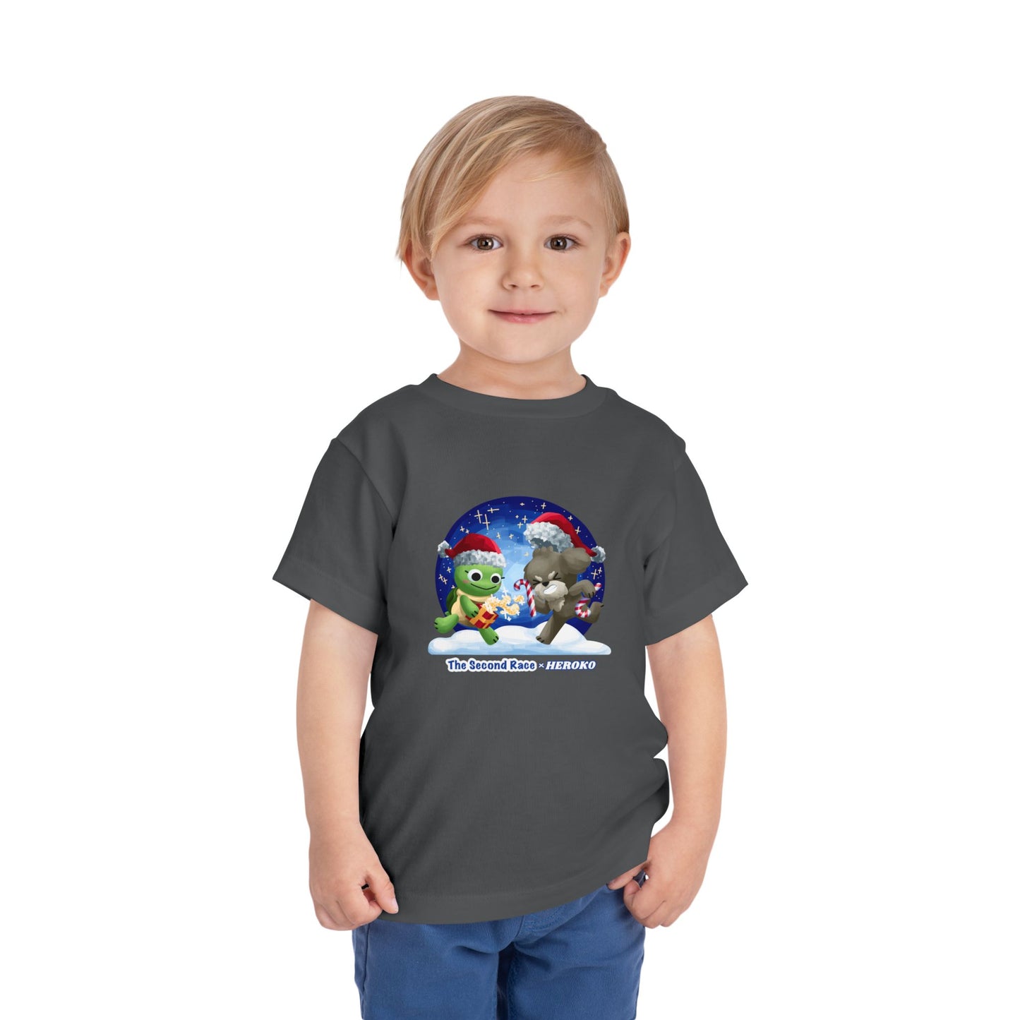 Toddler Tee - Cute Christmas Turtle & Puppy in a Snow Globe Holiday Design