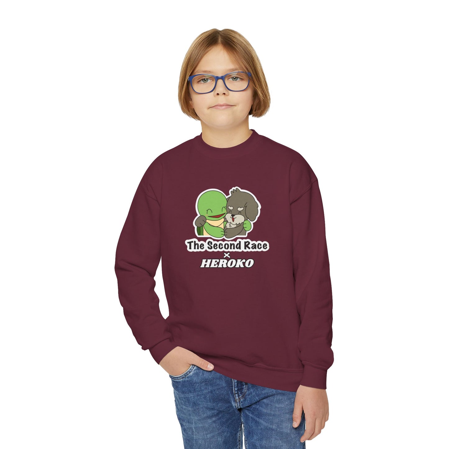 Kids Hugging Turtle & Puppy Crewneck Sweatshirt — The Second Race