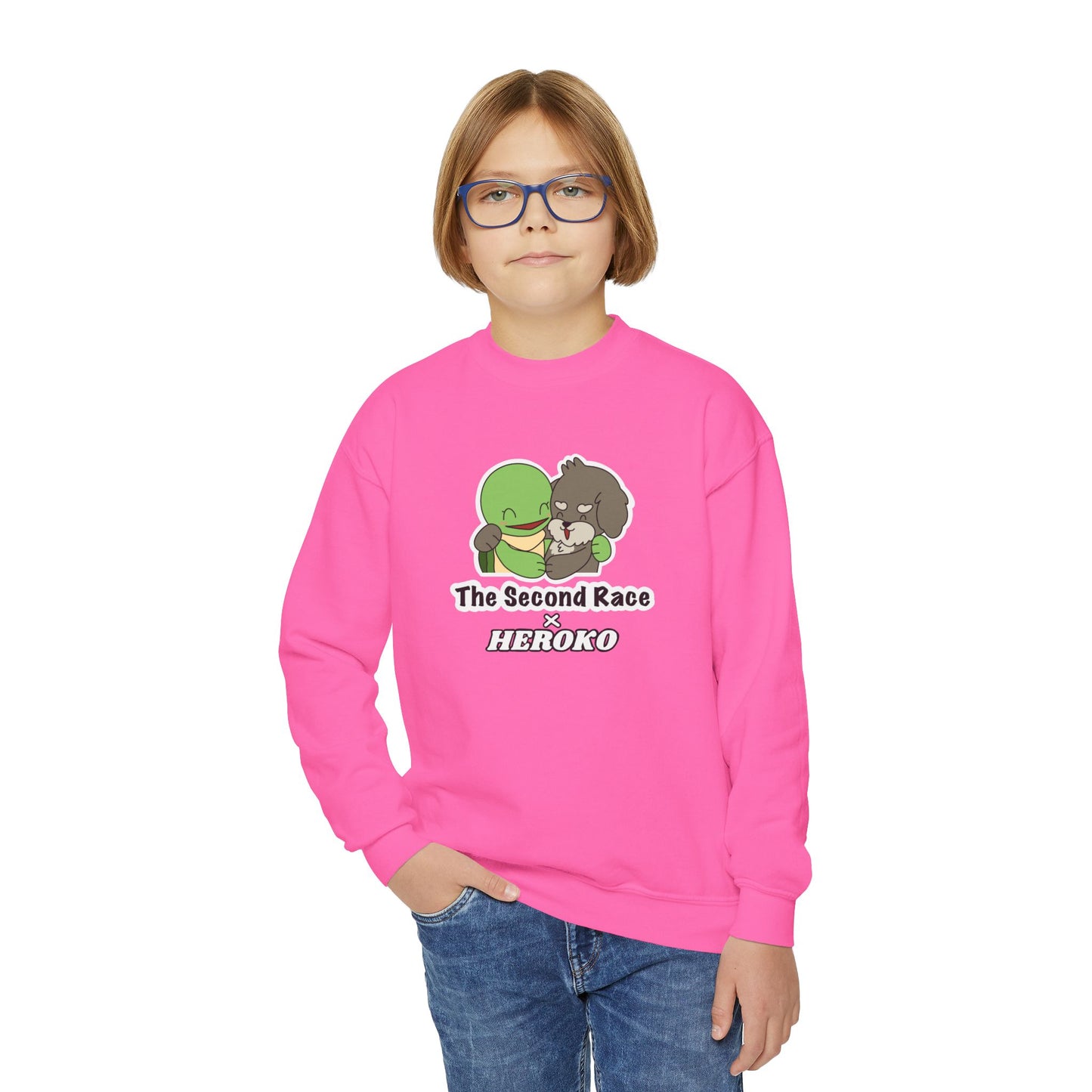 Kids Hugging Turtle & Puppy Crewneck Sweatshirt — The Second Race