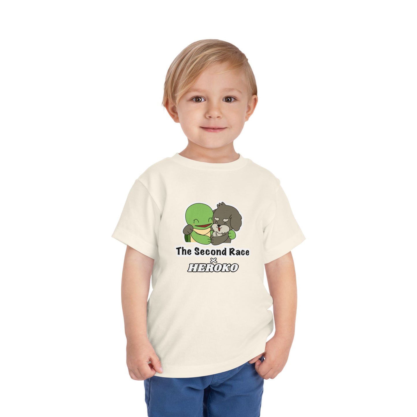 Toddler Tee — Cute "The Second Race" Cartoon Turtle & Puppy Graphic