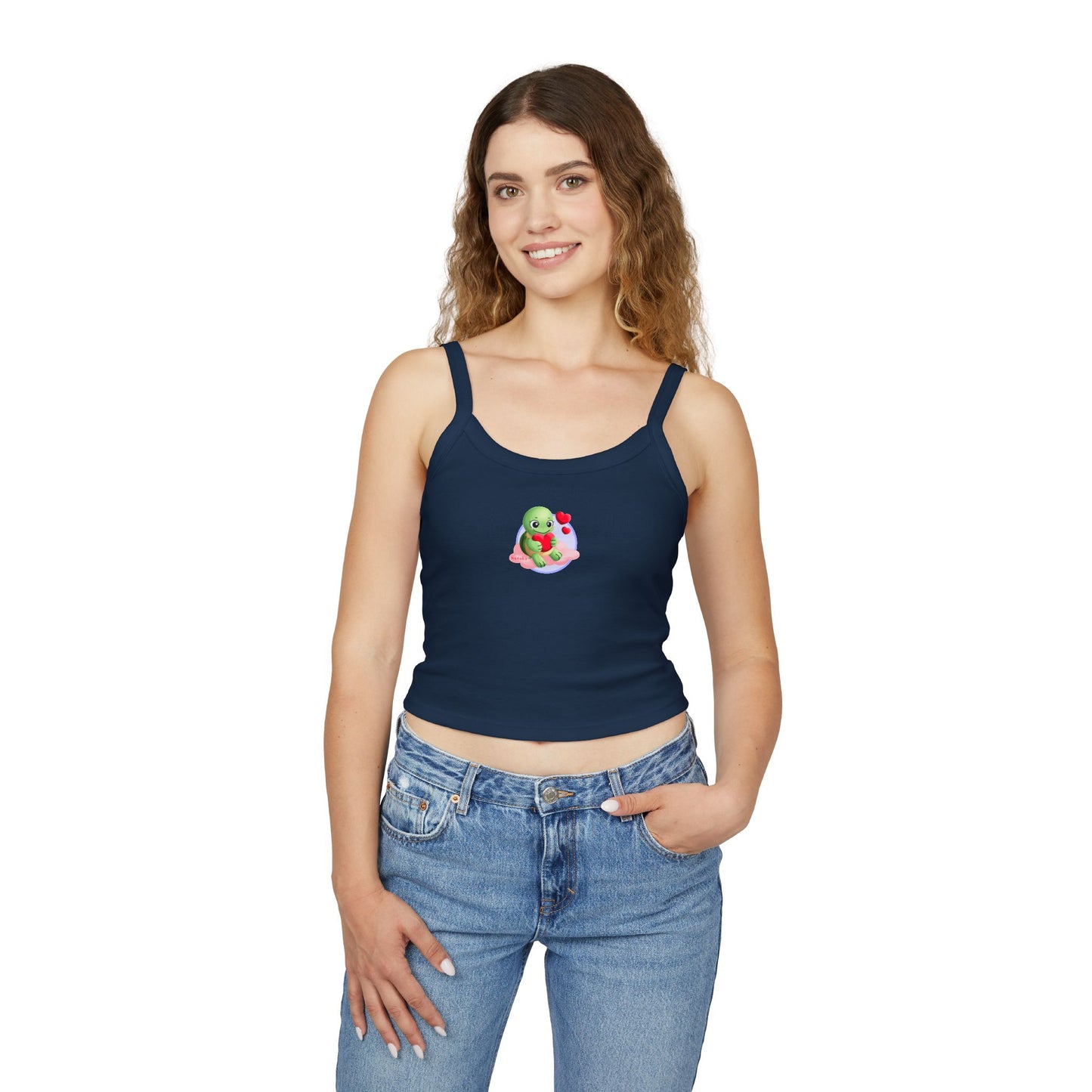 Women's Spaghetti Strap Tank Top, Cute Turtle Valentine's Day Design