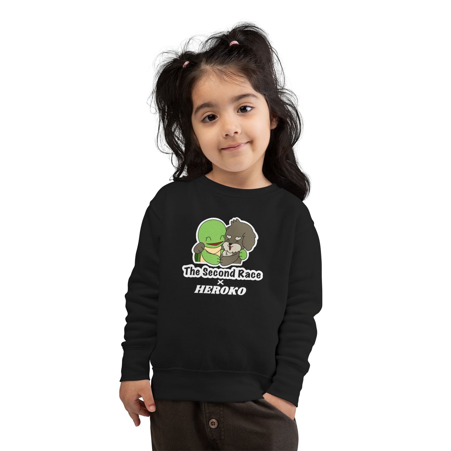 Toddler Sweatshirt - ‘The Second Race x Heroko’ Cute Turtle & Pup Kids Crewneck