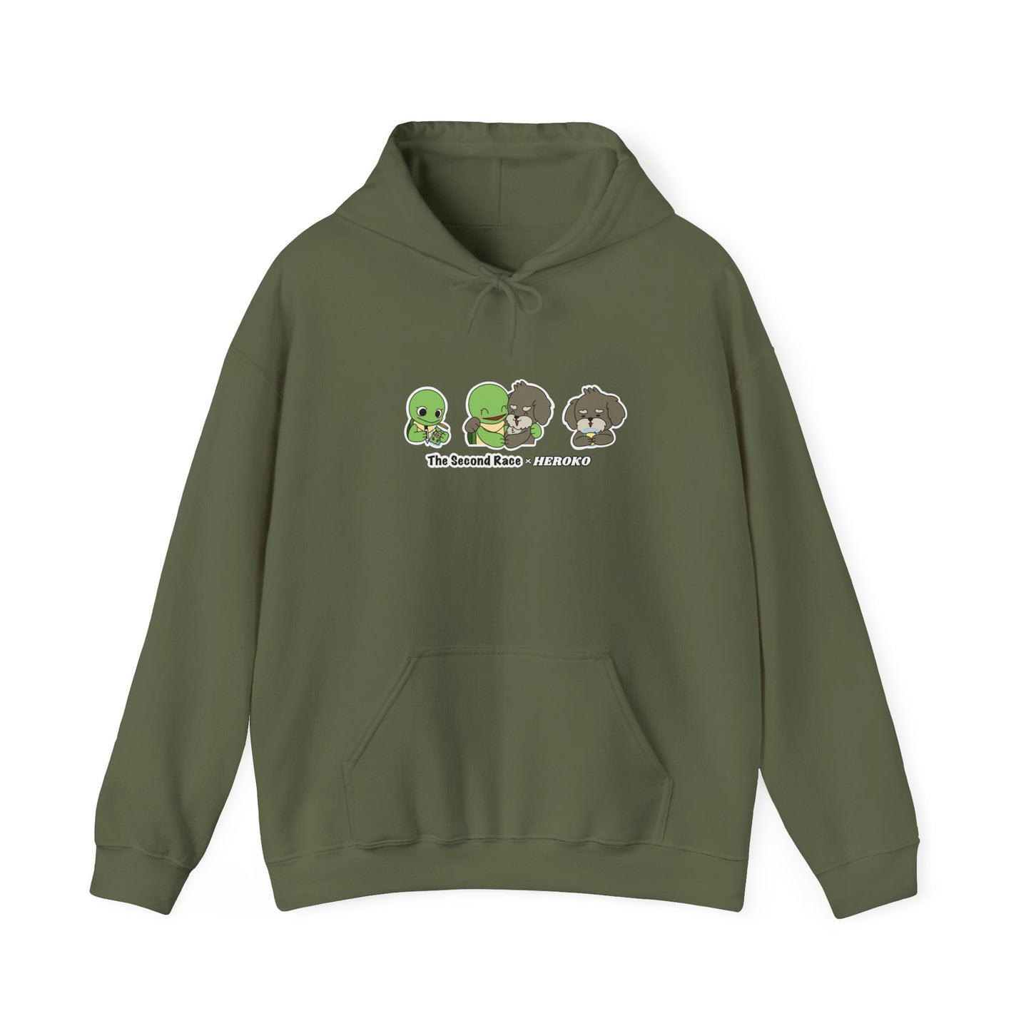 Adults Hoodie 'The Second Race' Turtle and Puppy Trio Sweatshirt