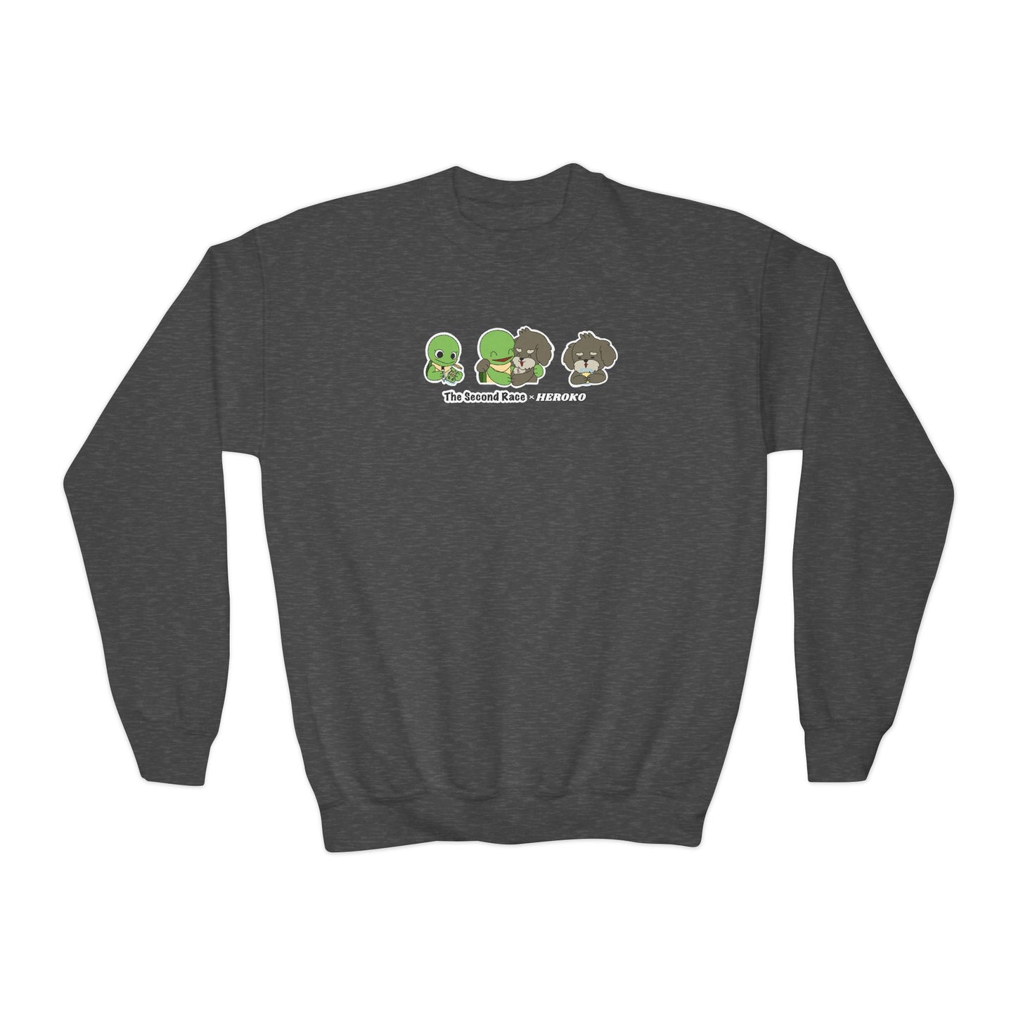 Kids Crewneck Sweatshirt — The Second Race: Turtle and Puppy
