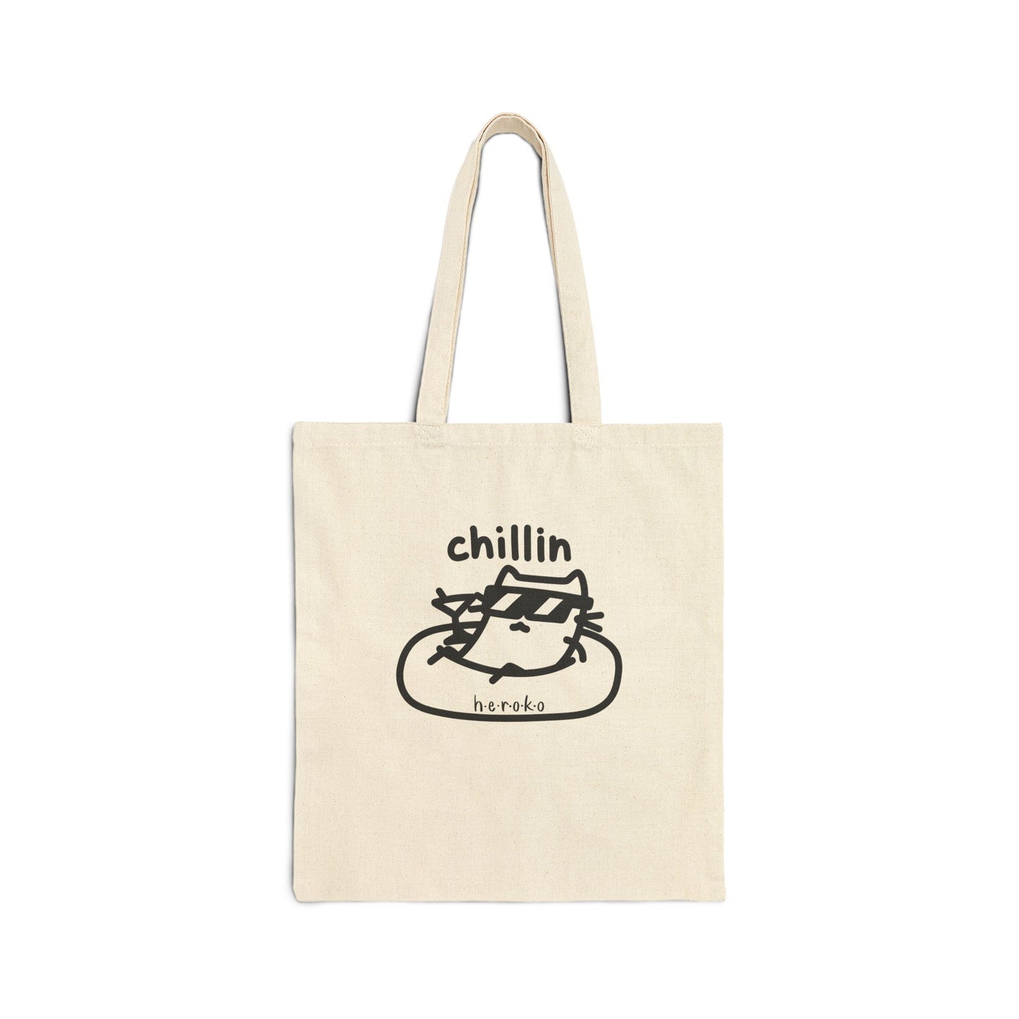 CAT CHILLIN Cotton Canvas Tote Bag