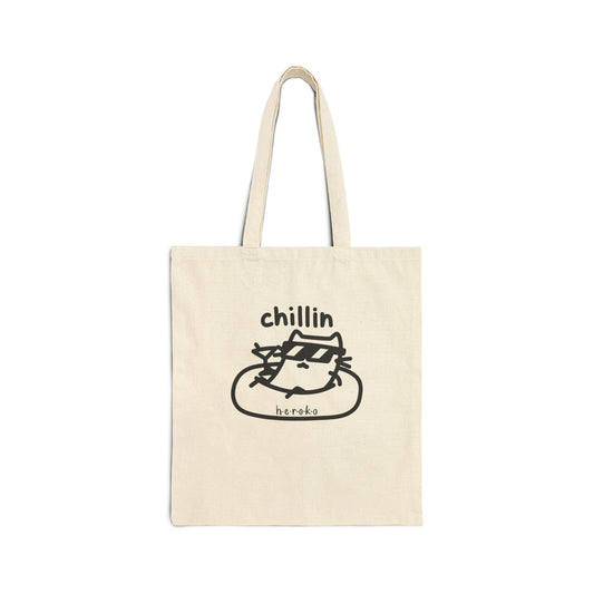 CAT CHILLIN Cotton Canvas Tote Bag