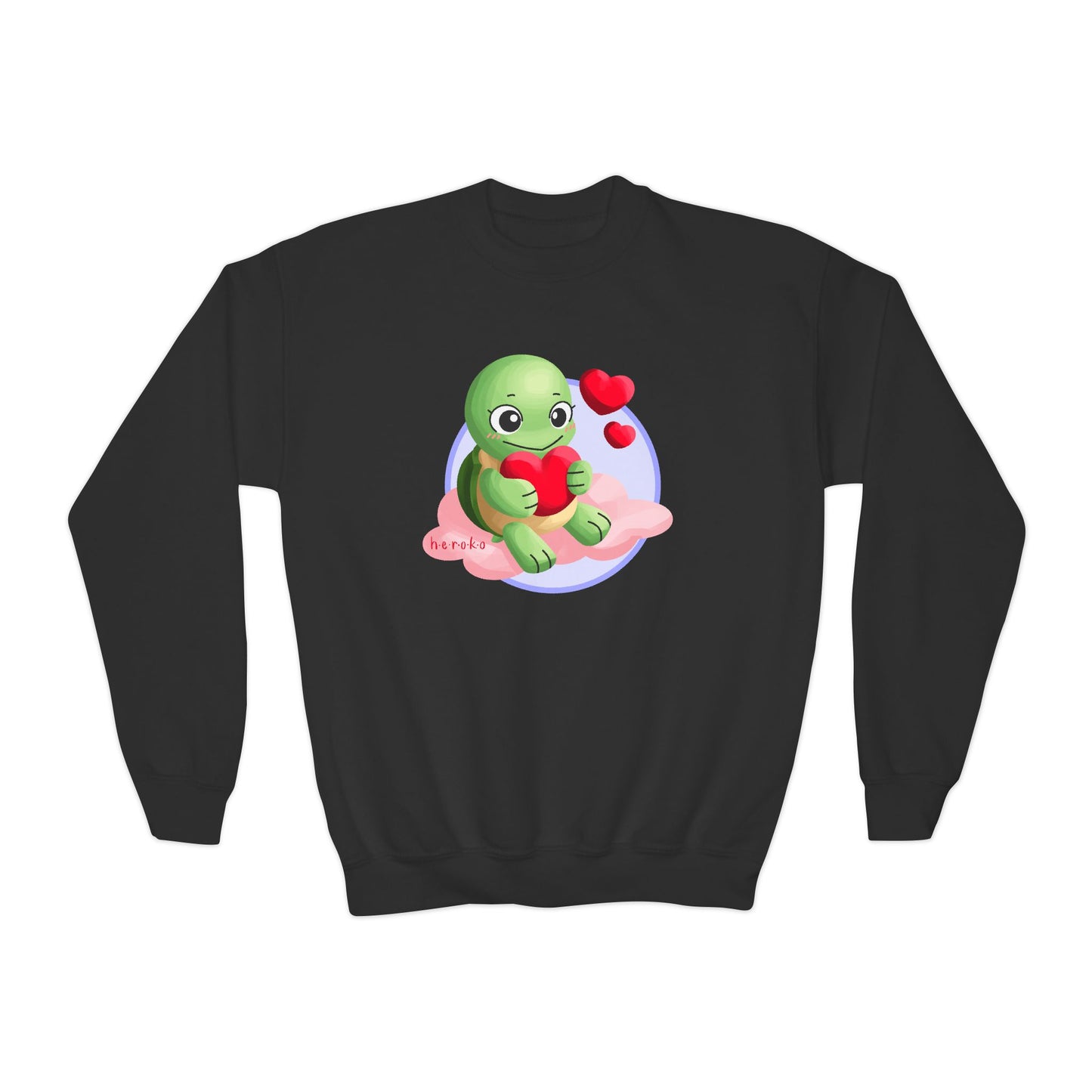 Kids Crewneck Sweatshirt  - Cute Turtle Valentine's Day Design