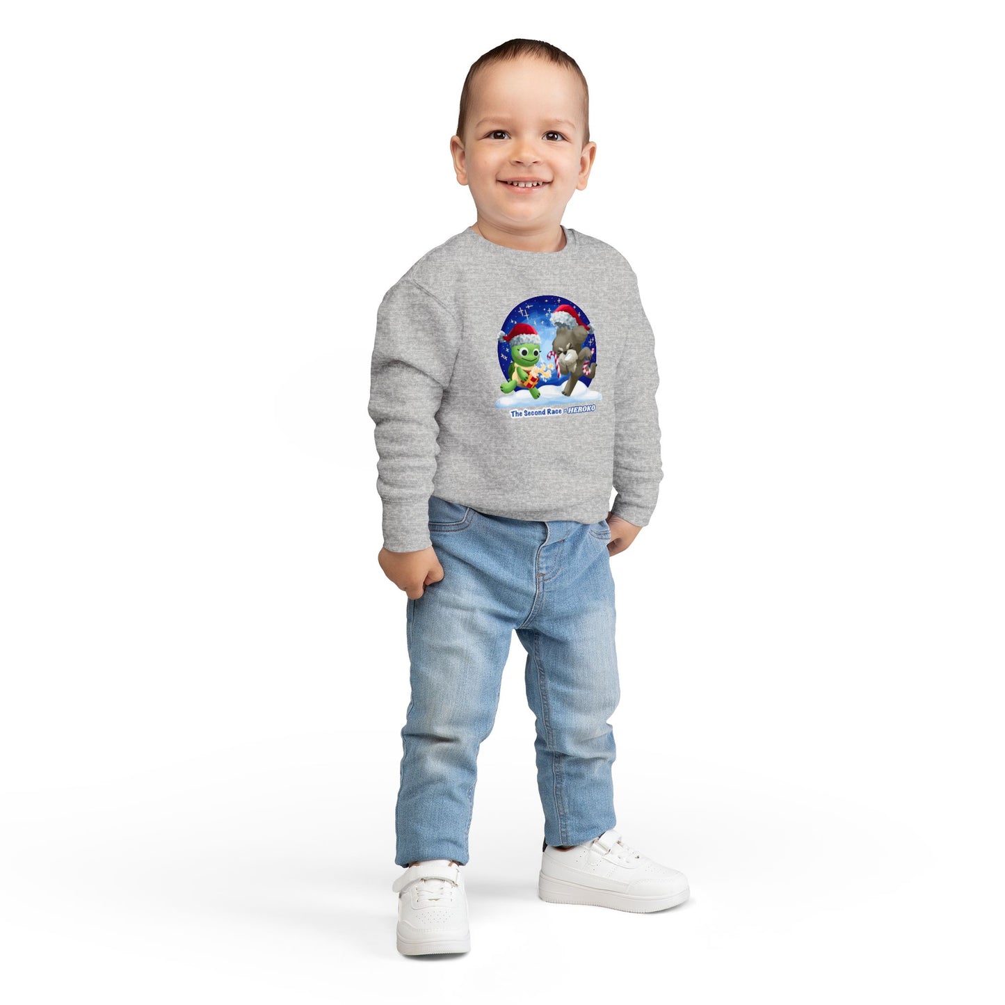 Toddler Sweatshirt - Cute Holiday Turtle & Puppy Friends Christmas Design